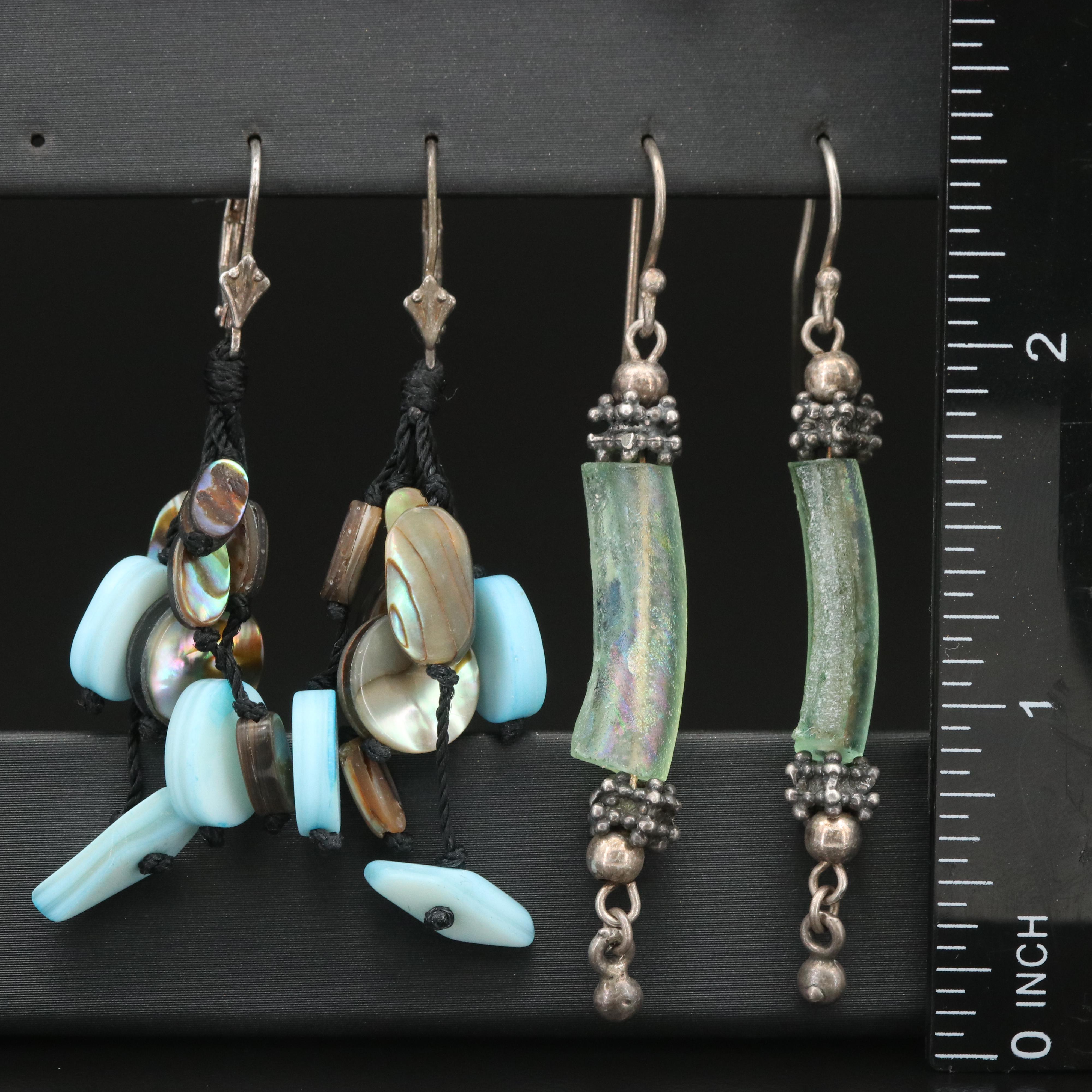 Sterling Earrings Including Abalone and Mother-of-Pearl