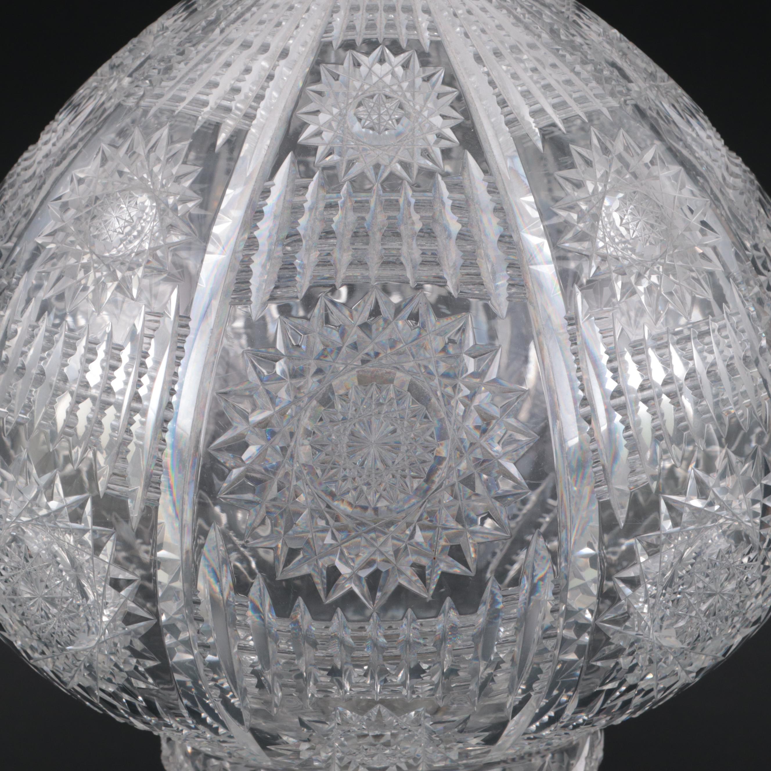 H. C. Fry American Brilliant Cut Glass Mushroom Table Lamp, Early 20th C