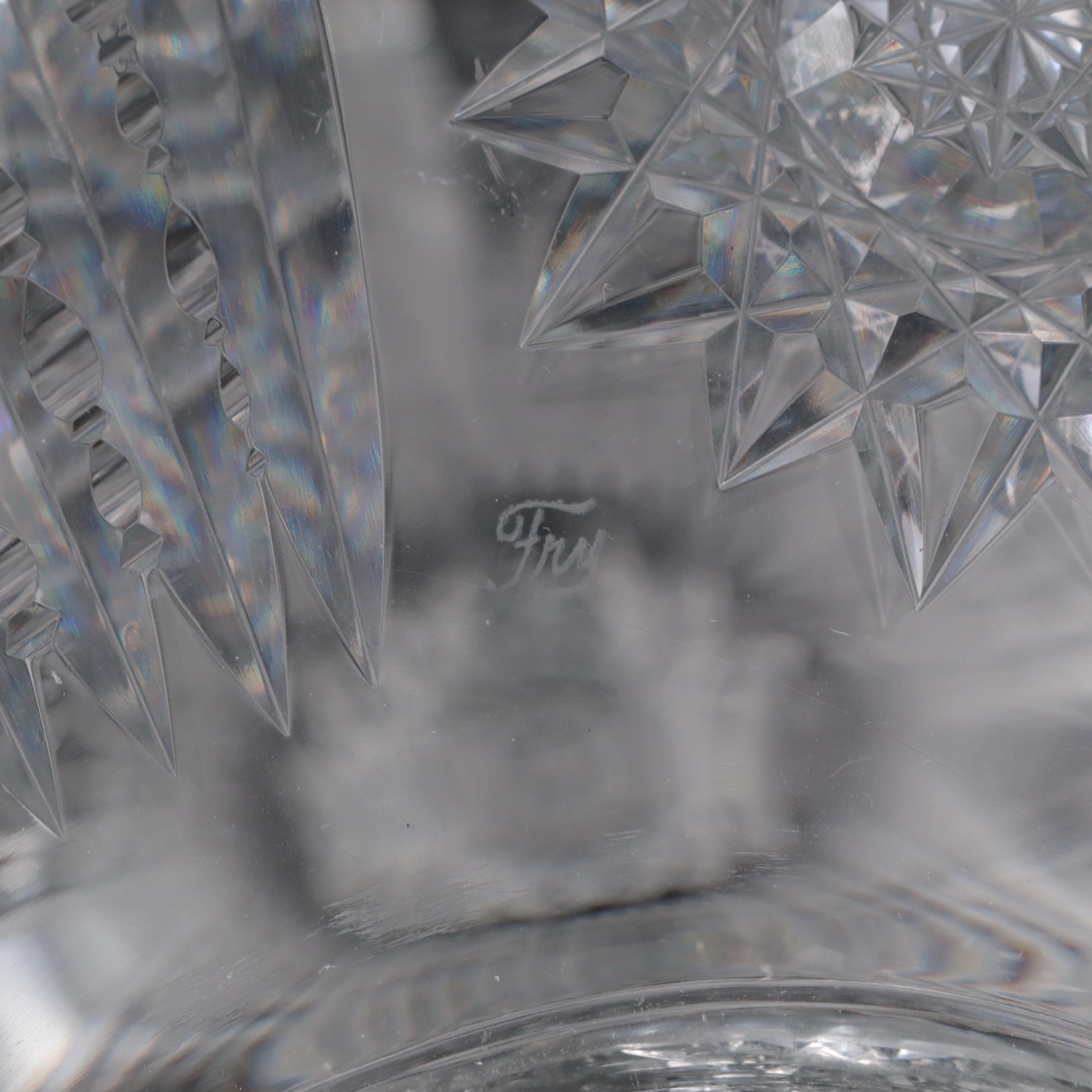 H. C. Fry American Brilliant Cut Glass Mushroom Table Lamp, Early 20th C