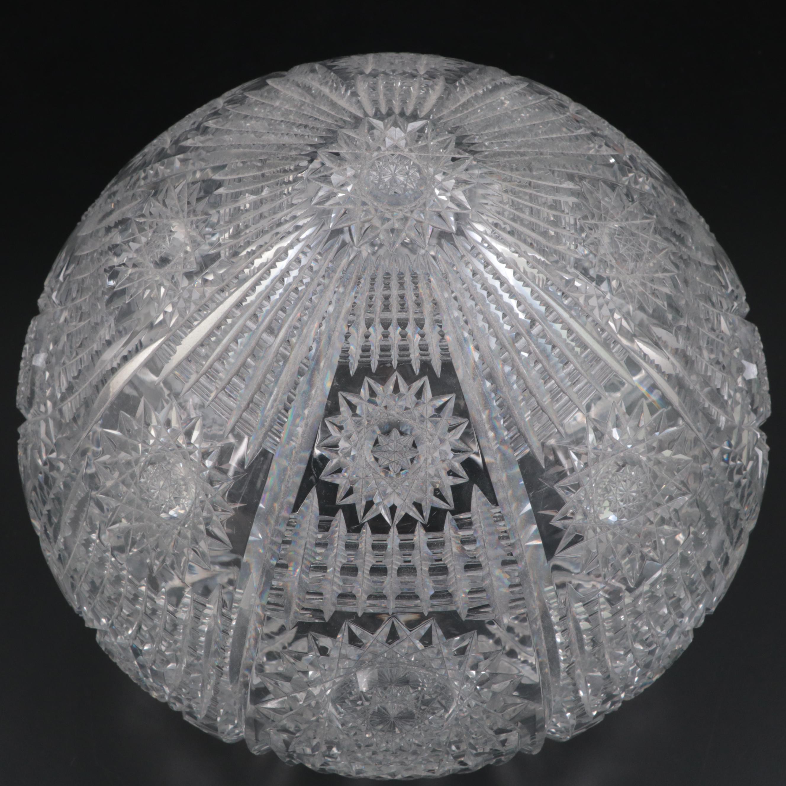 H. C. Fry American Brilliant Cut Glass Mushroom Table Lamp, Early 20th C