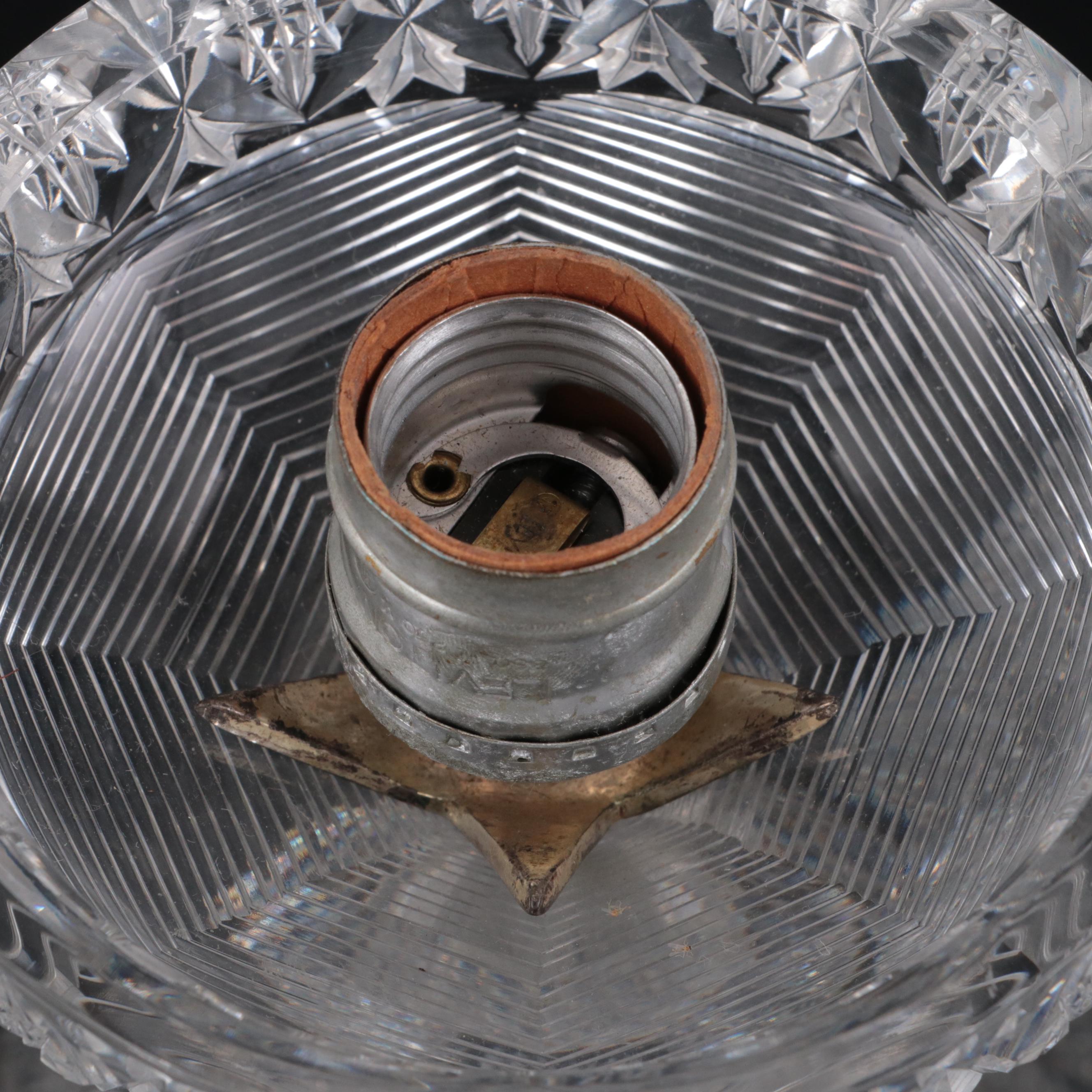 H. C. Fry American Brilliant Cut Glass Mushroom Table Lamp, Early 20th C