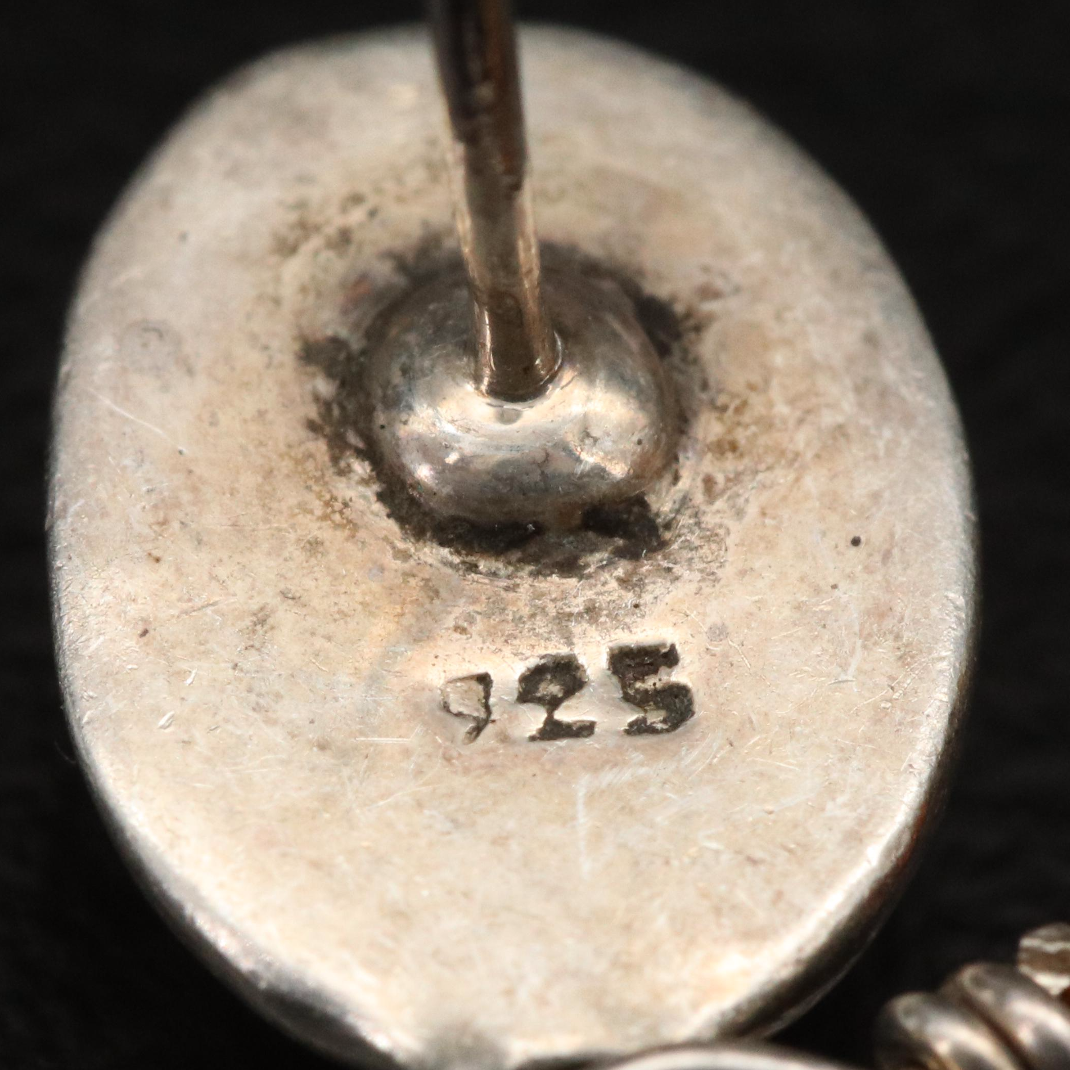 Sterling Bead Earrings with Faux Pearl, Marcasite and Black Spinel