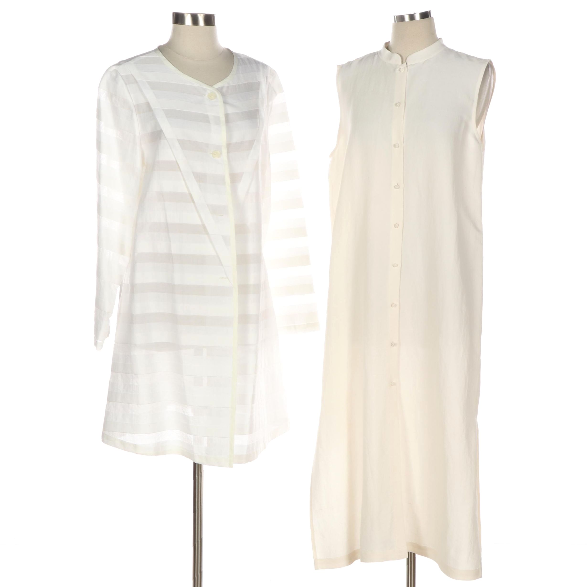 Eileen Fisher Silk Dress with Heide OST Cotton Blend Long Jacket