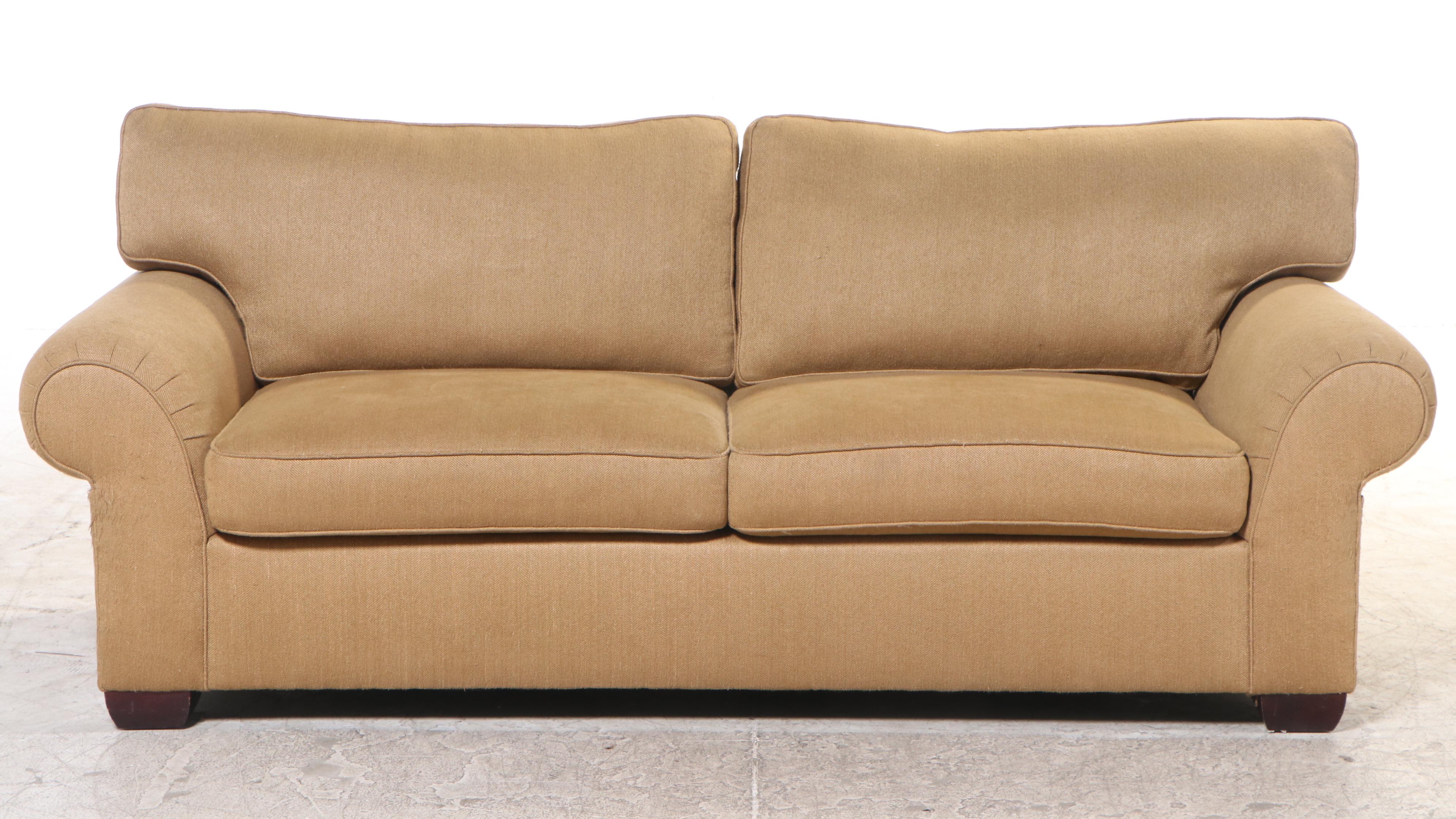 Craftwork Tan Herringbone Upholstered Queen Size Sleeper Sofa