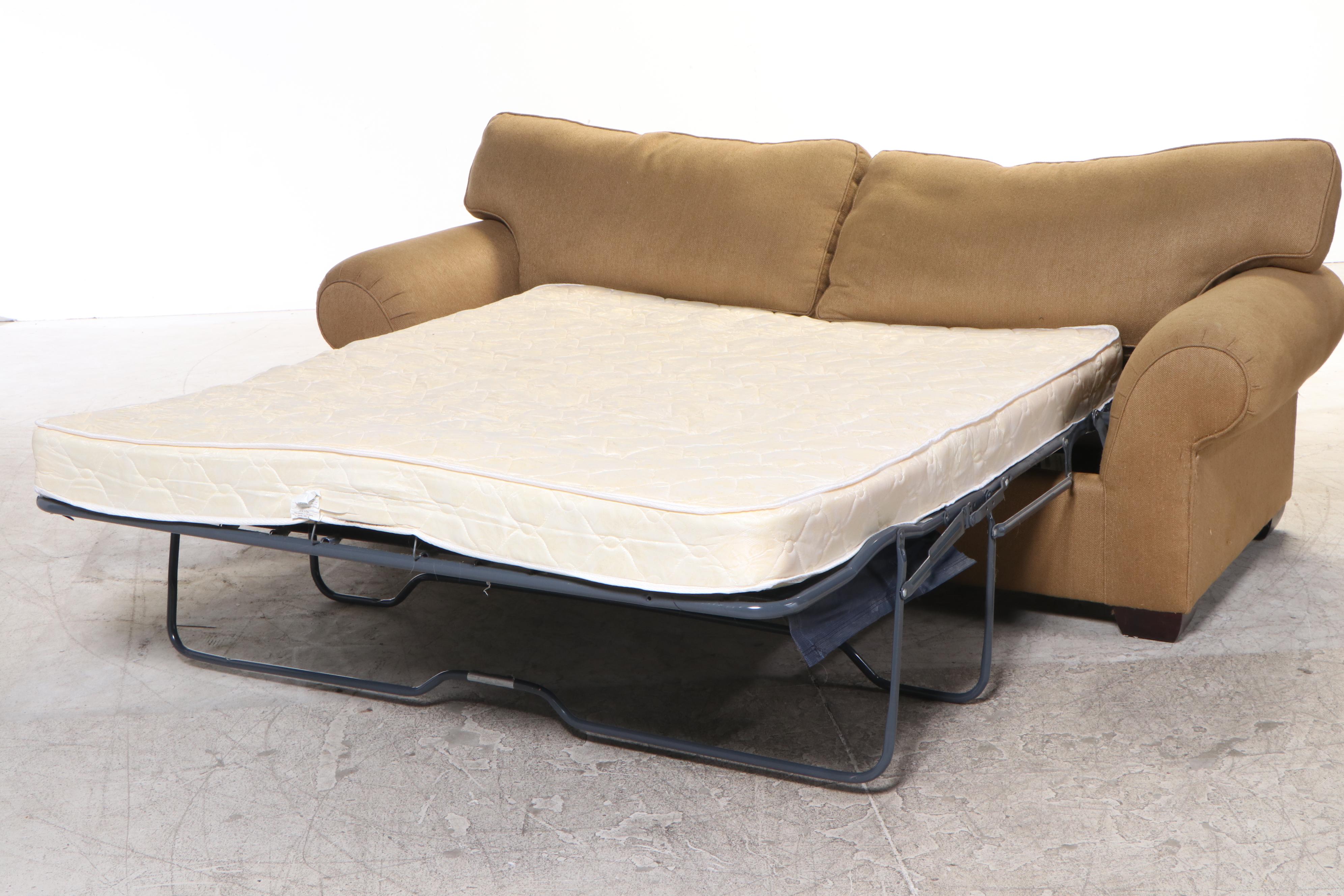 Craftwork Tan Herringbone Upholstered Queen Size Sleeper Sofa