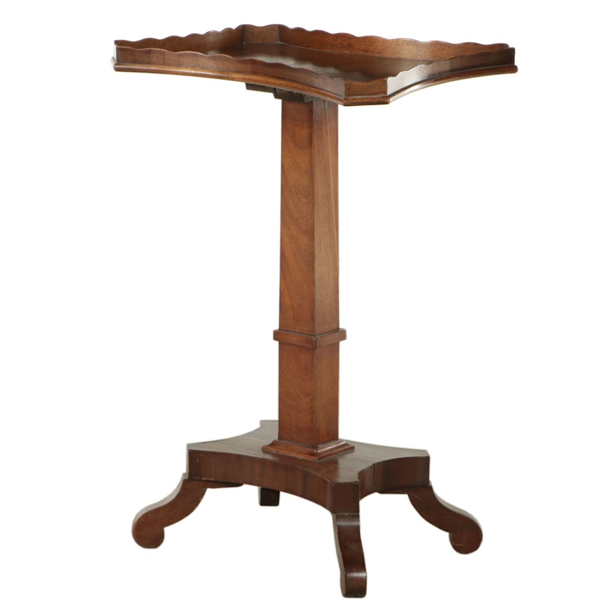 Classical Style Mahogany Candlestand with Scalloped Gallery, Mid-19th Century