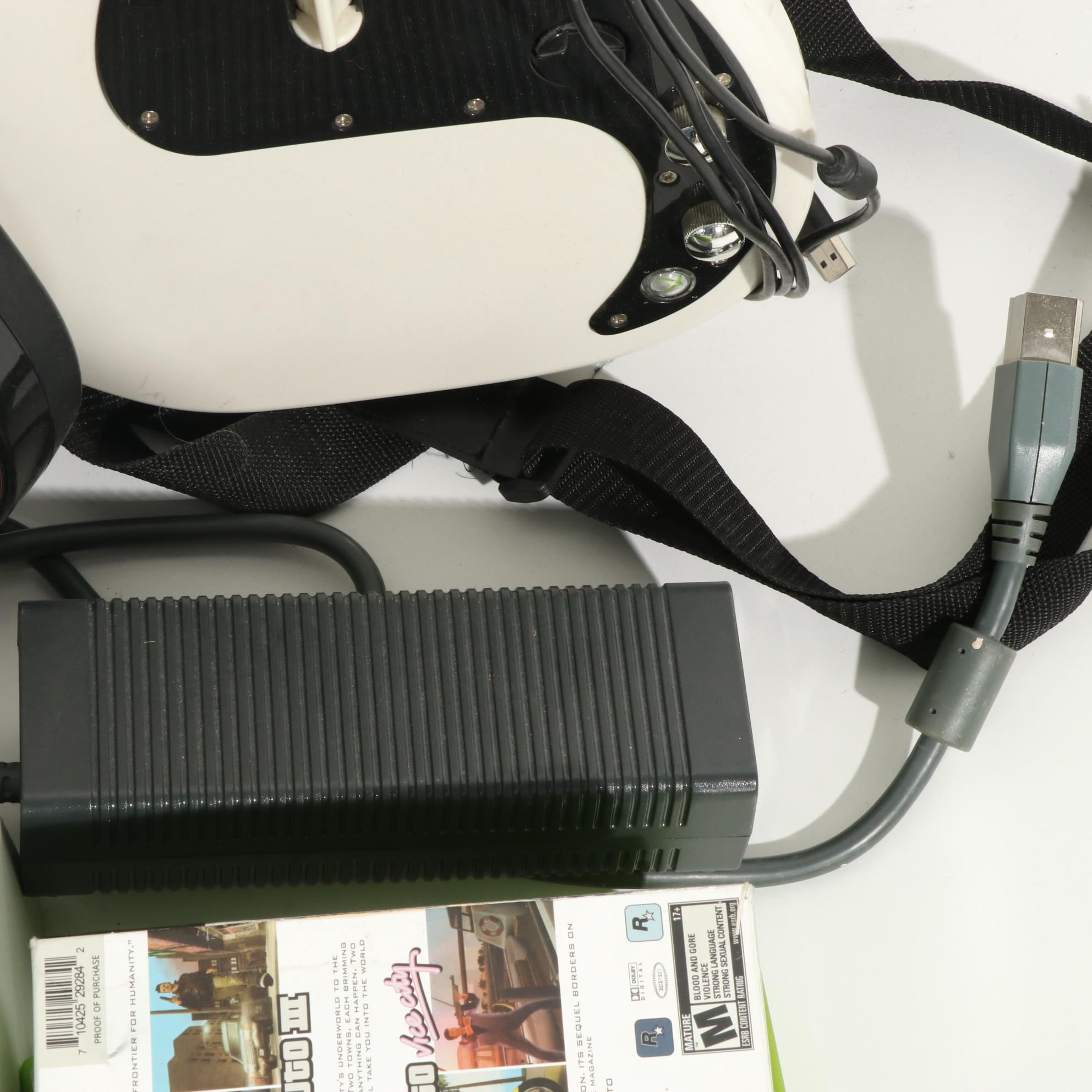 X-Box 360 Console With Kinect Sensor With Guitar Hero & Rock Band Accessories