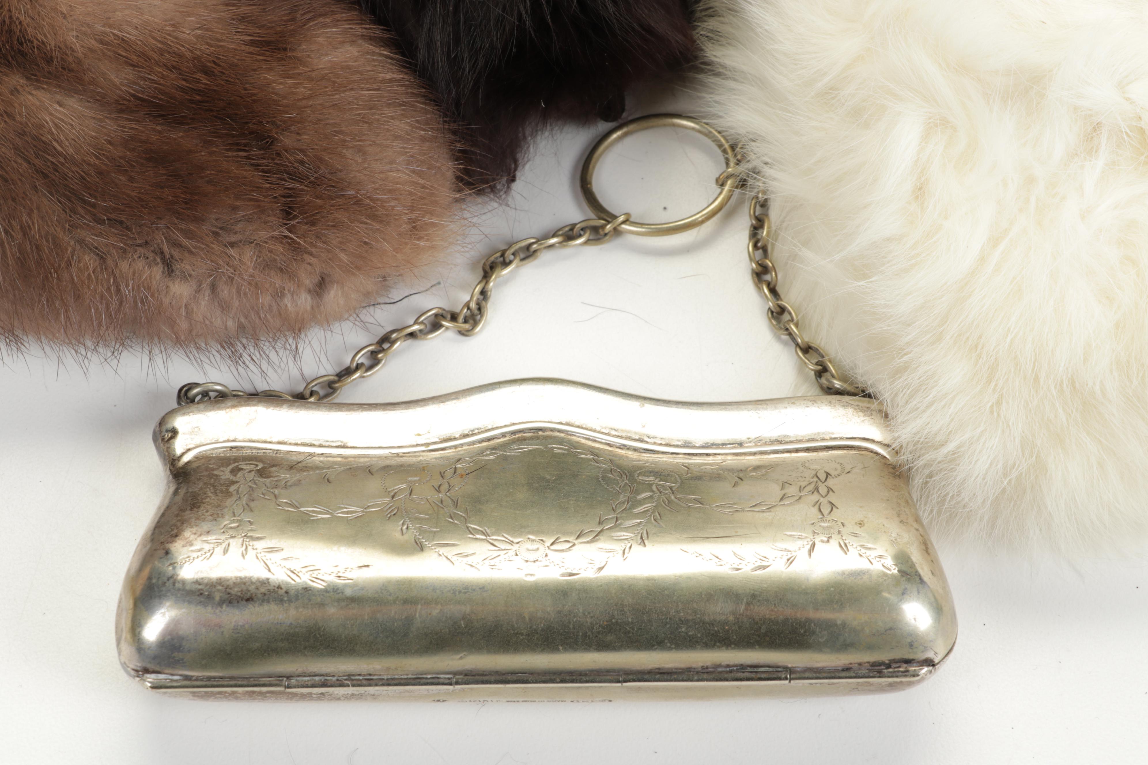 Fur Collars, Ear Muffs, Hats, Hat Stand, Silver Plate Cigarette Case, and More