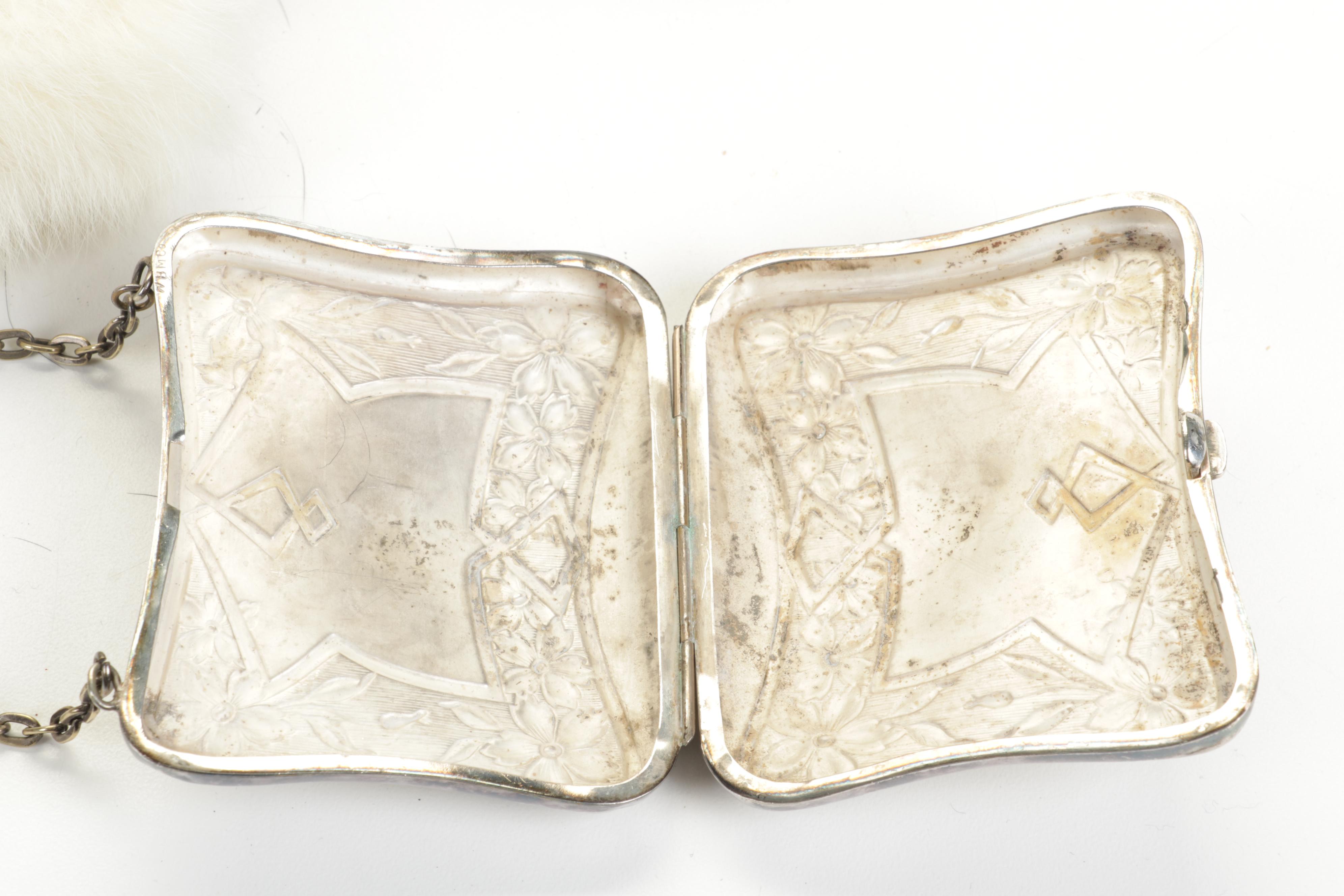 Fur Collars, Ear Muffs, Hats, Hat Stand, Silver Plate Cigarette Case, and More