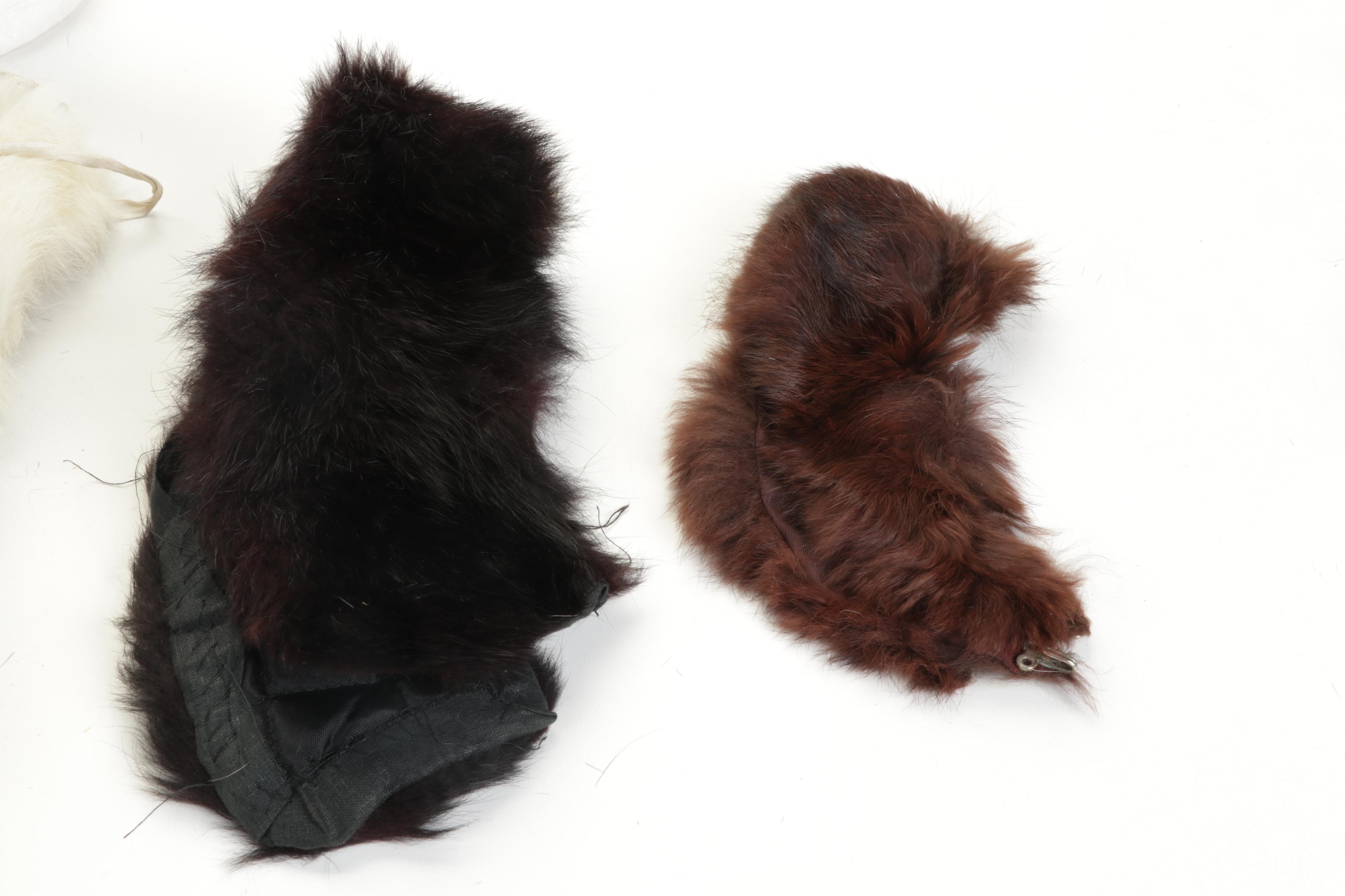 Fur Collars, Ear Muffs, Hats, Hat Stand, Silver Plate Cigarette Case, and More