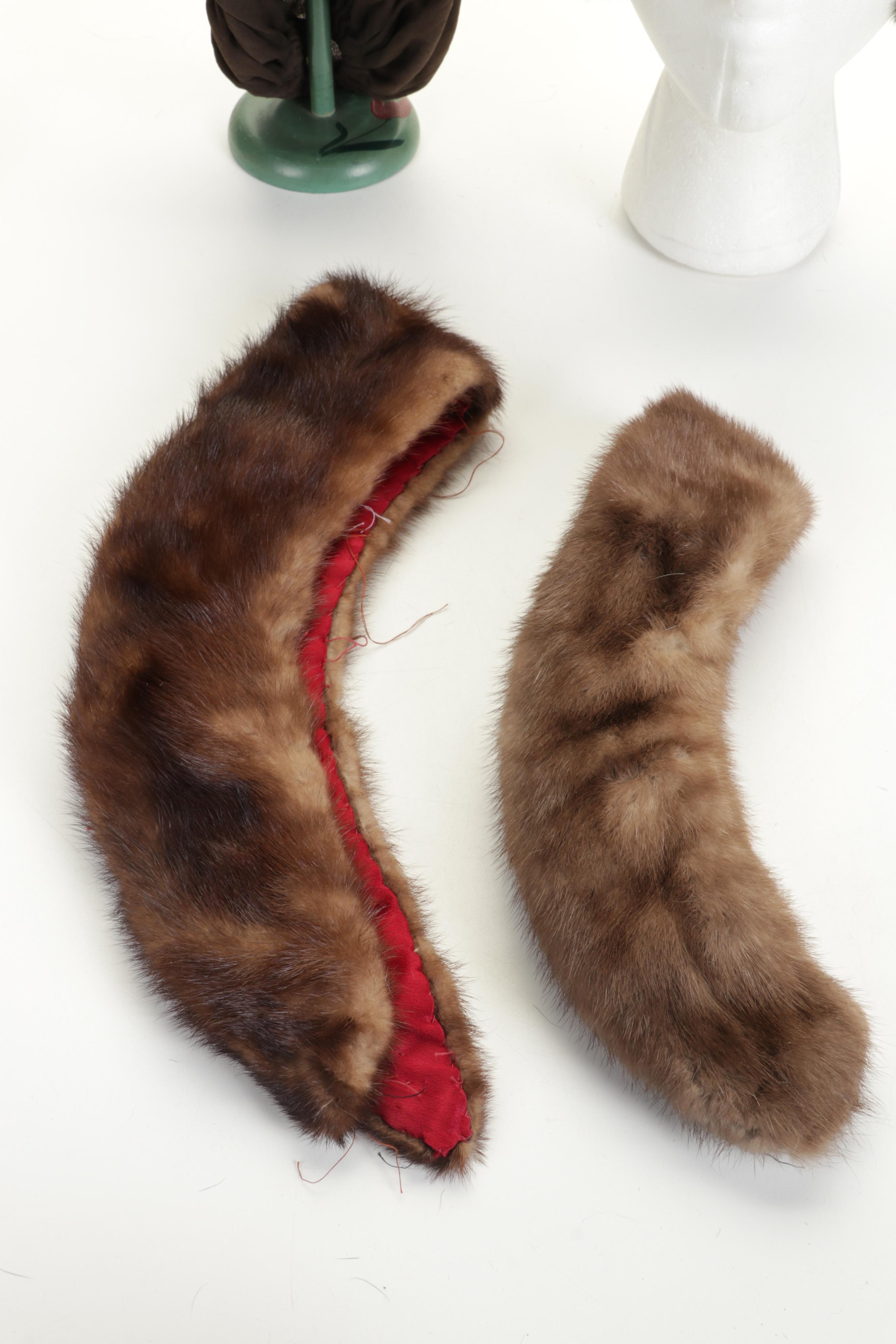 Fur Collars, Ear Muffs, Hats, Hat Stand, Silver Plate Cigarette Case, and More