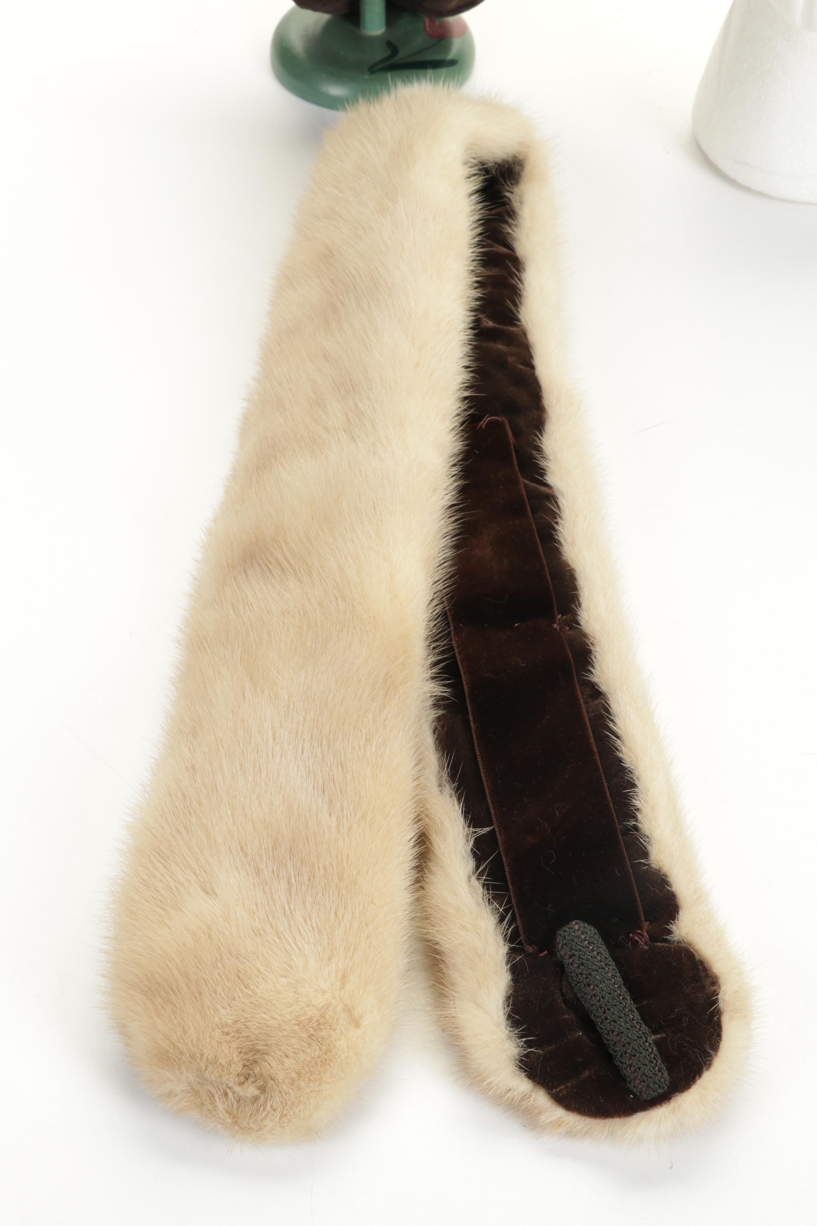 Fur Collars, Ear Muffs, Hats, Hat Stand, Silver Plate Cigarette Case, and More