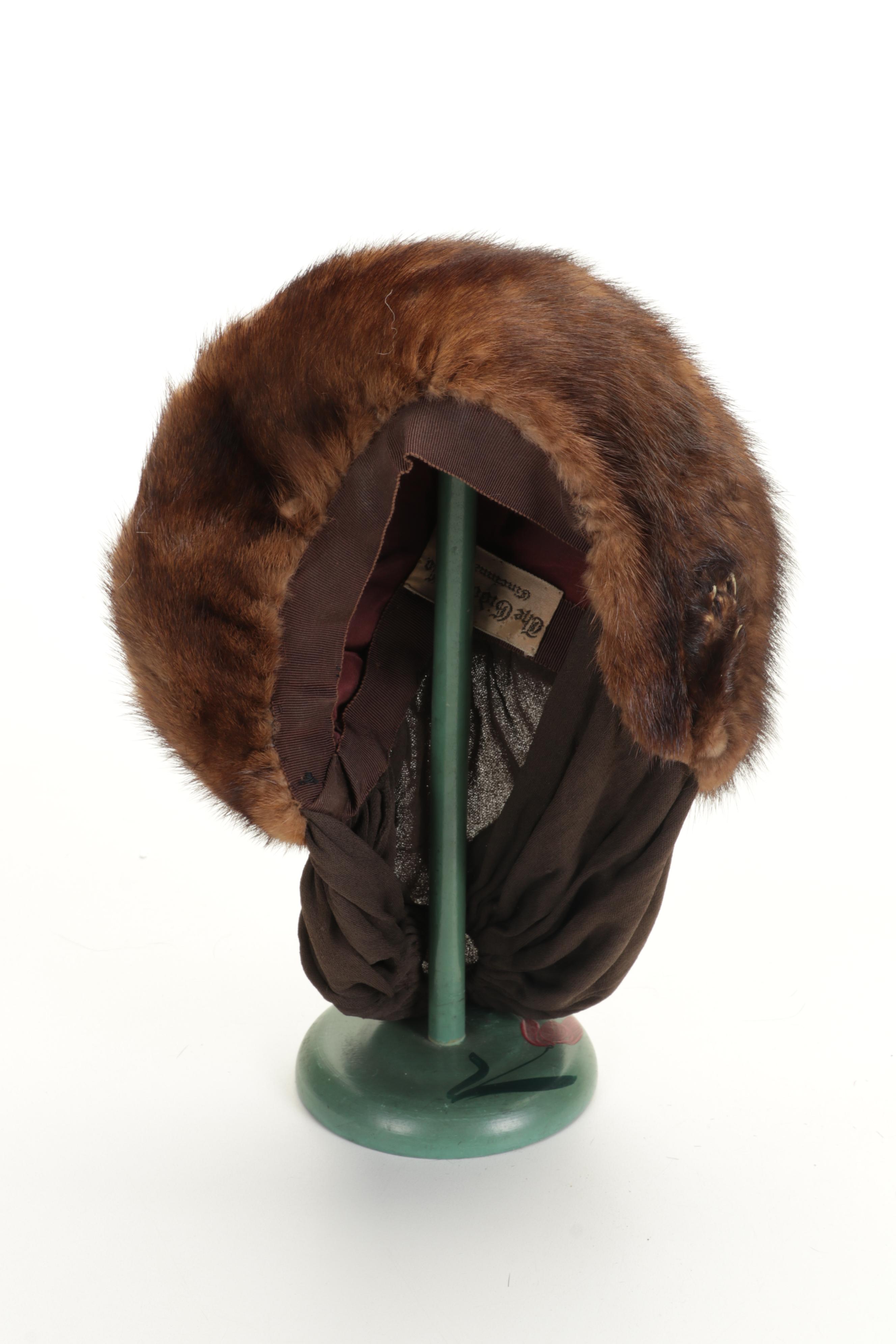 Fur Collars, Ear Muffs, Hats, Hat Stand, Silver Plate Cigarette Case, and More