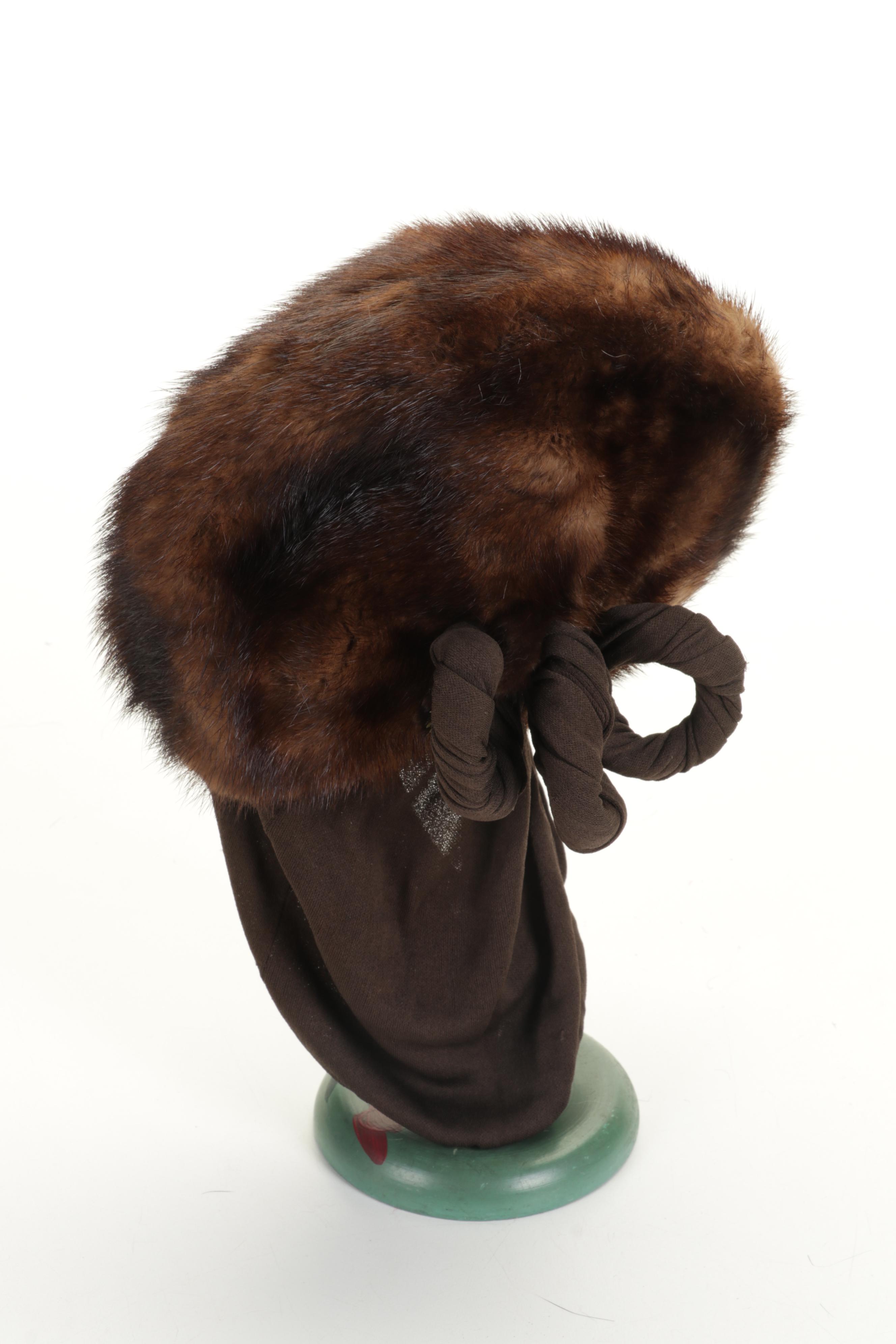 Fur Collars, Ear Muffs, Hats, Hat Stand, Silver Plate Cigarette Case, and More