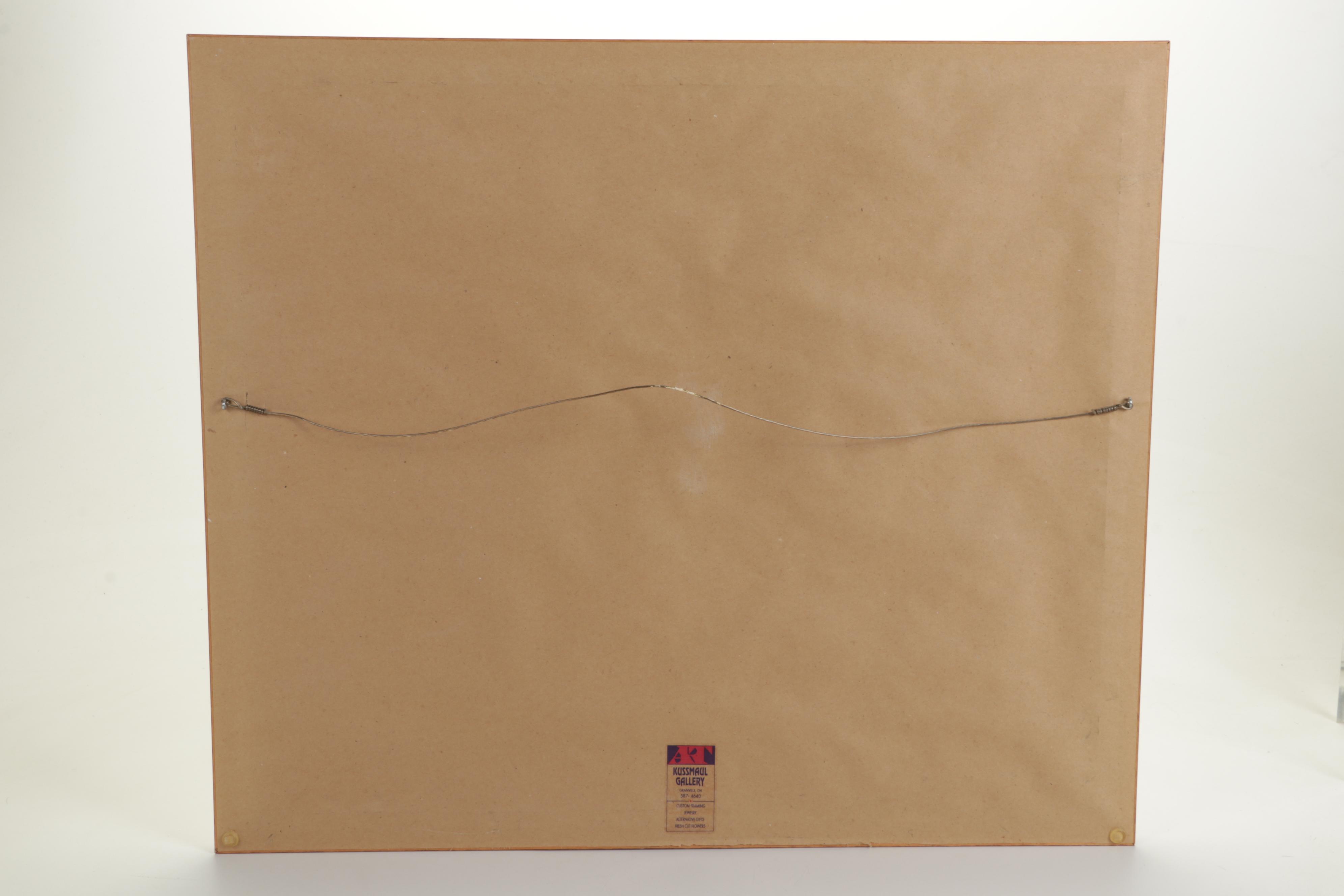 Folk Art Landscape Acrylic Painting of Walking Trail and Distant Mountains