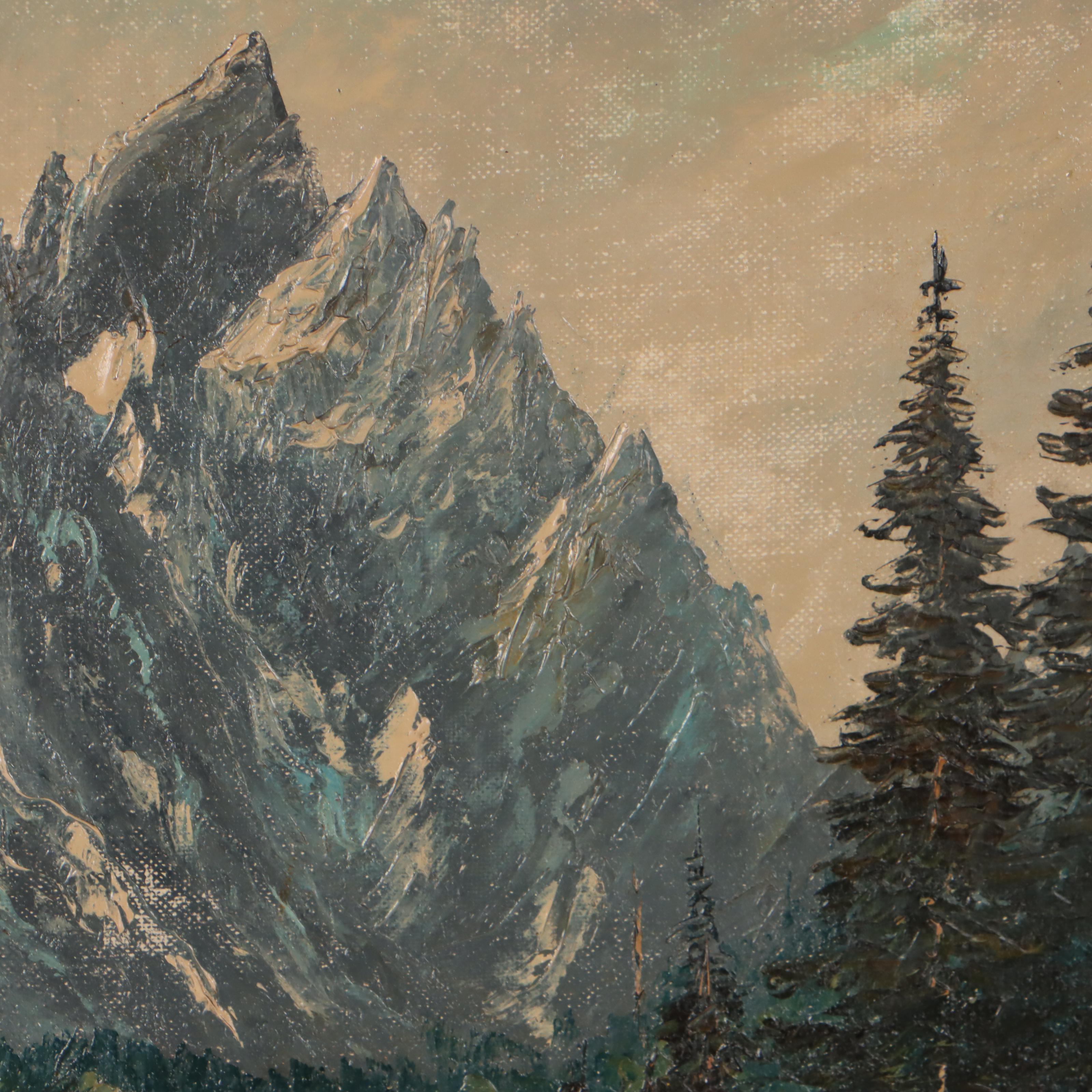 Keith Fay Landscape Oil Painting "Alpine Garden," Mid-20th Century