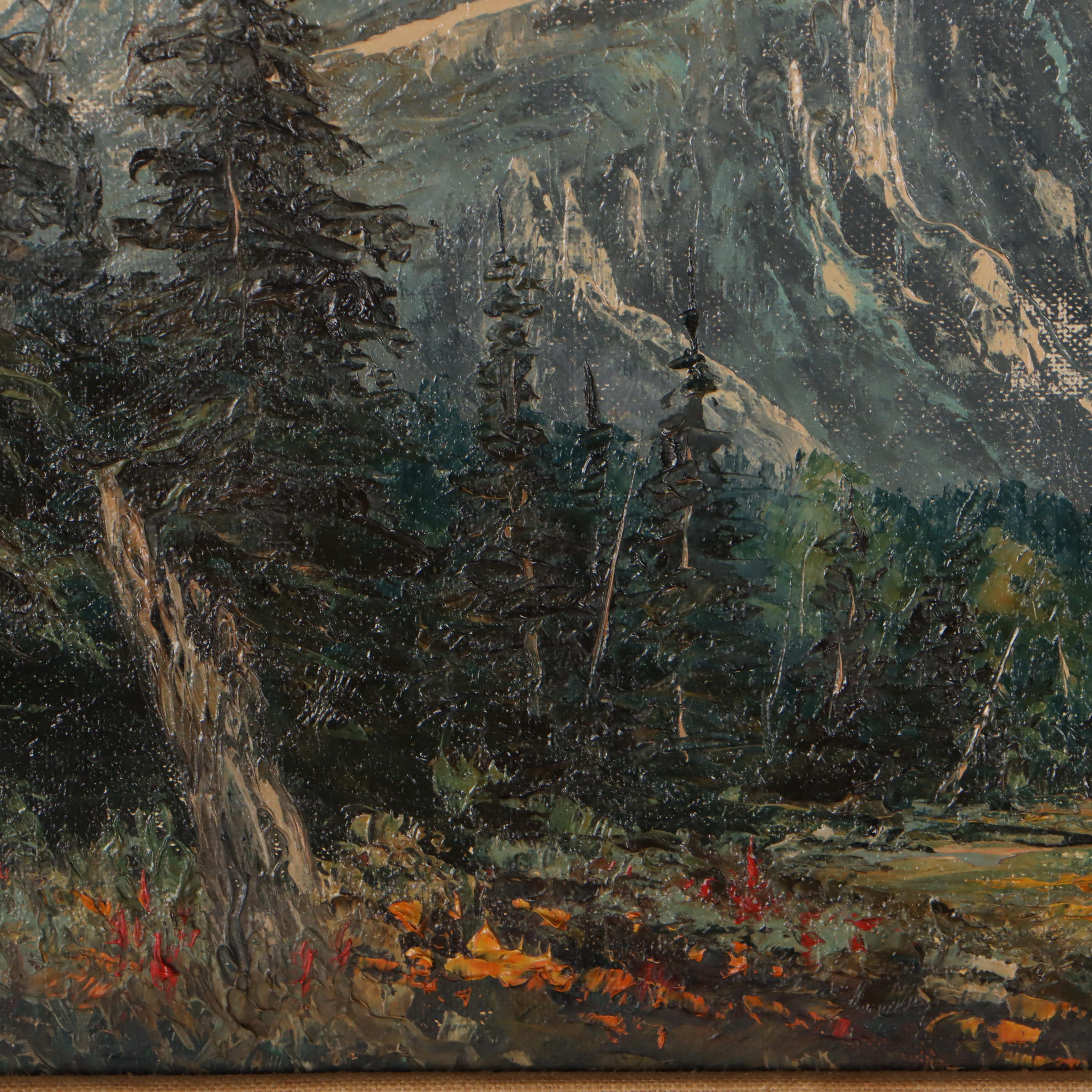 Keith Fay Landscape Oil Painting "Alpine Garden," Mid-20th Century