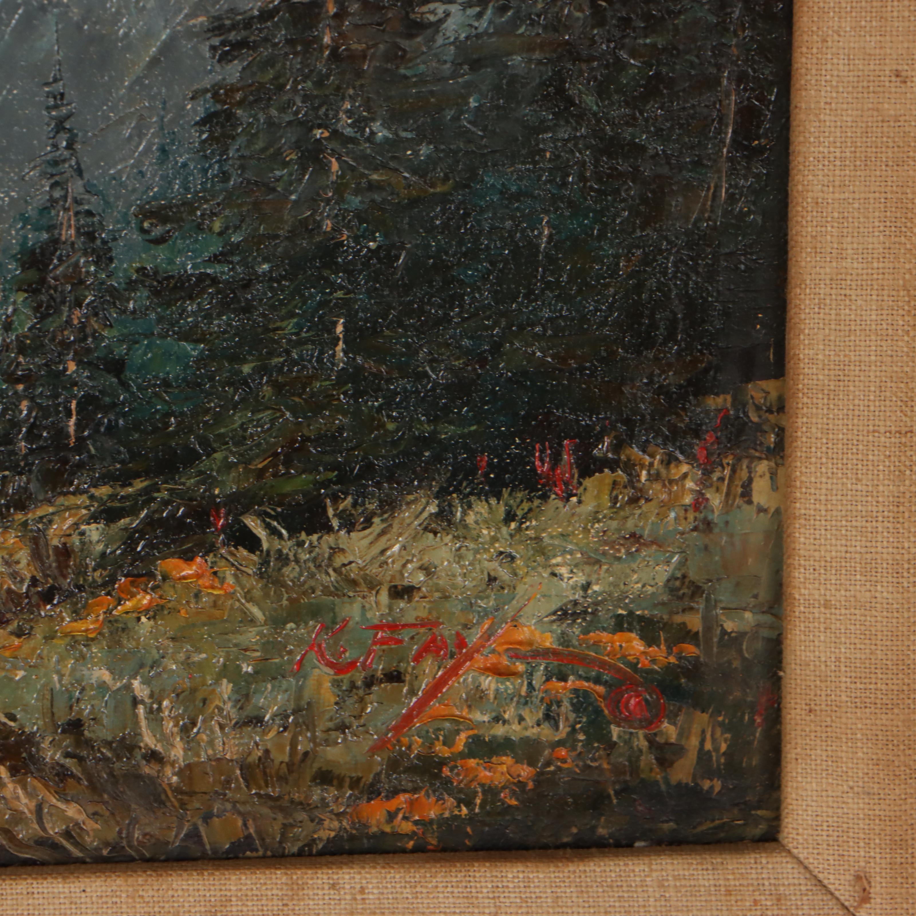Keith Fay Landscape Oil Painting "Alpine Garden," Mid-20th Century