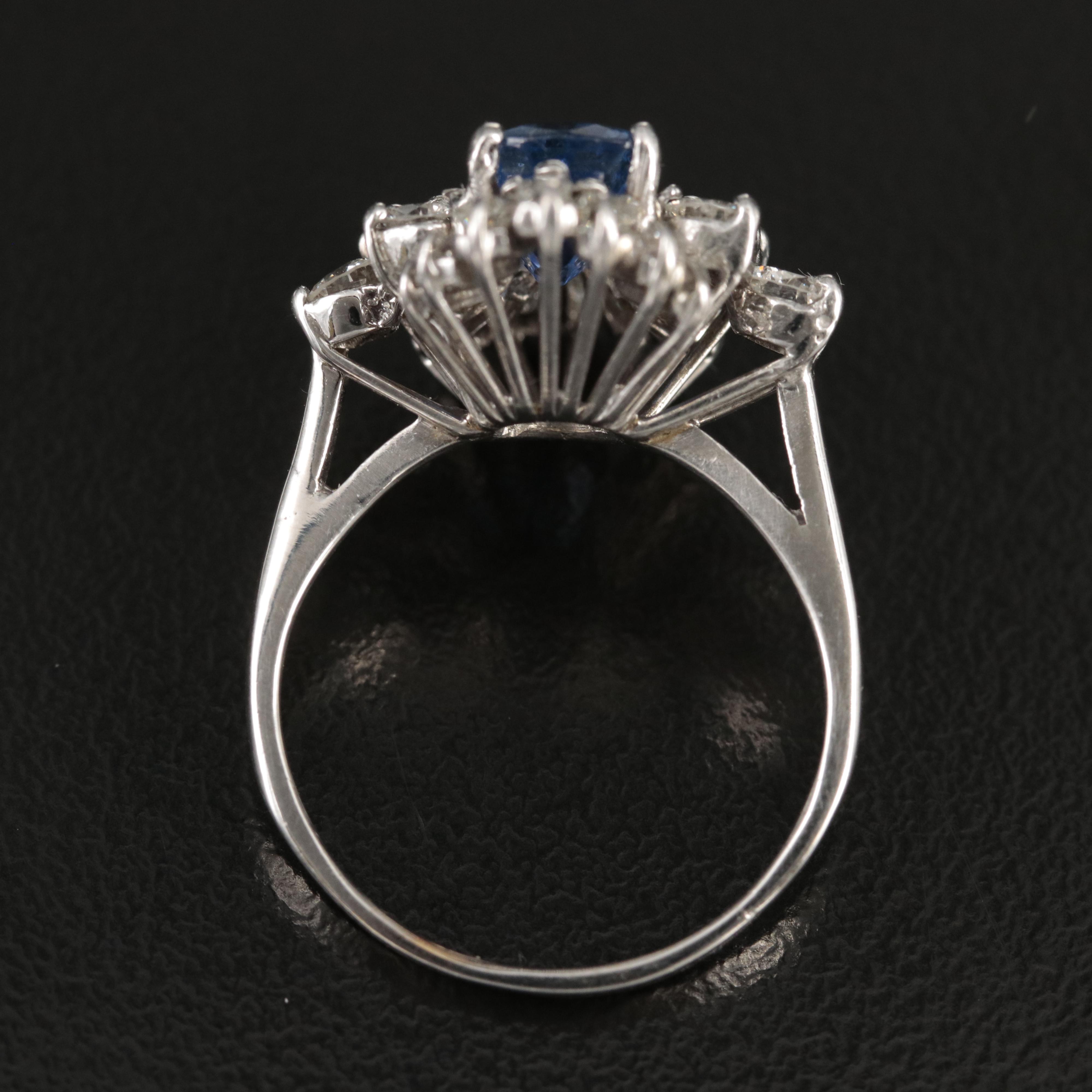 Vintage 18K Unheated 2.49 CT Sapphire and 1.42 CTW Diamond Ring with GIA Report