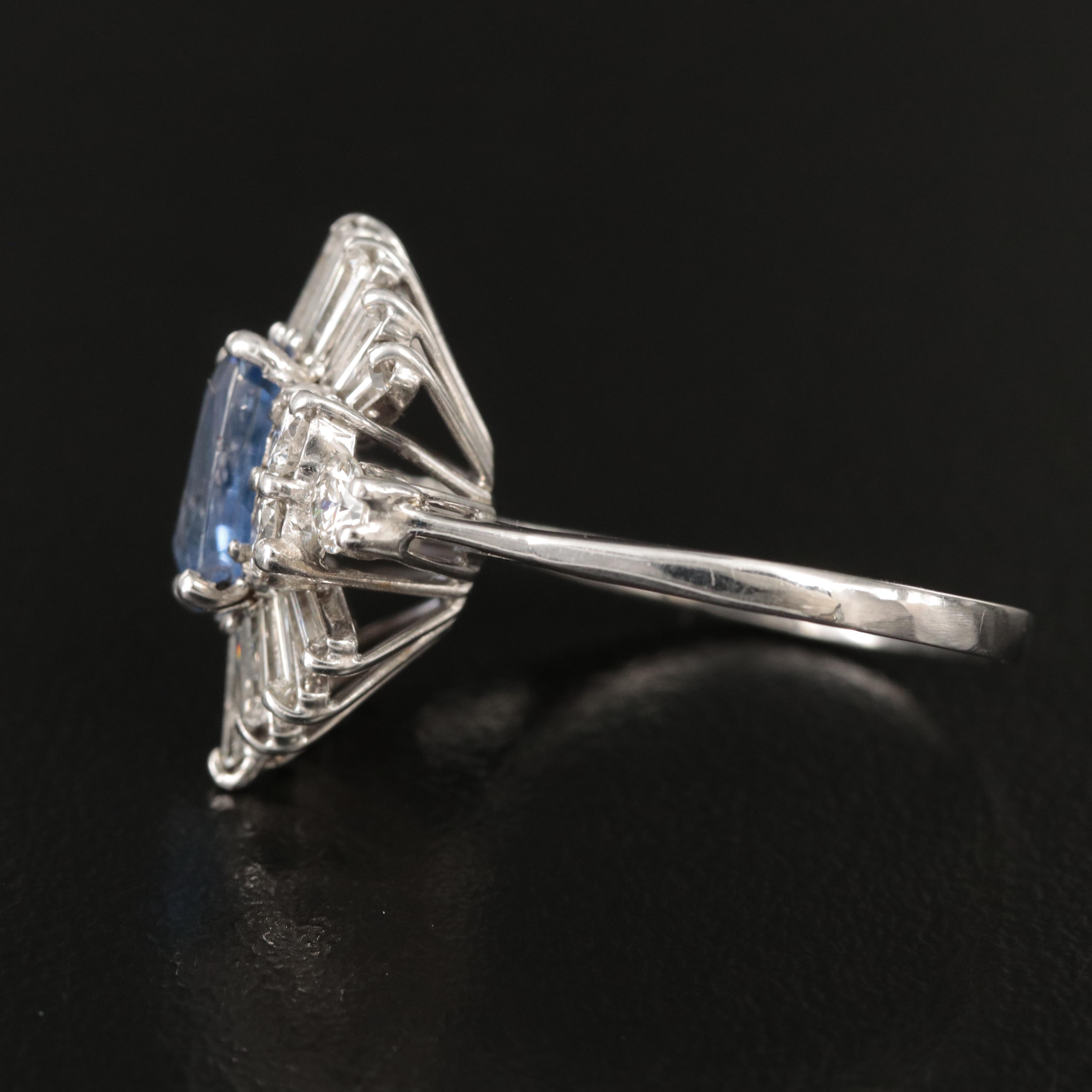Vintage 18K Unheated 2.49 CT Sapphire and 1.42 CTW Diamond Ring with GIA Report