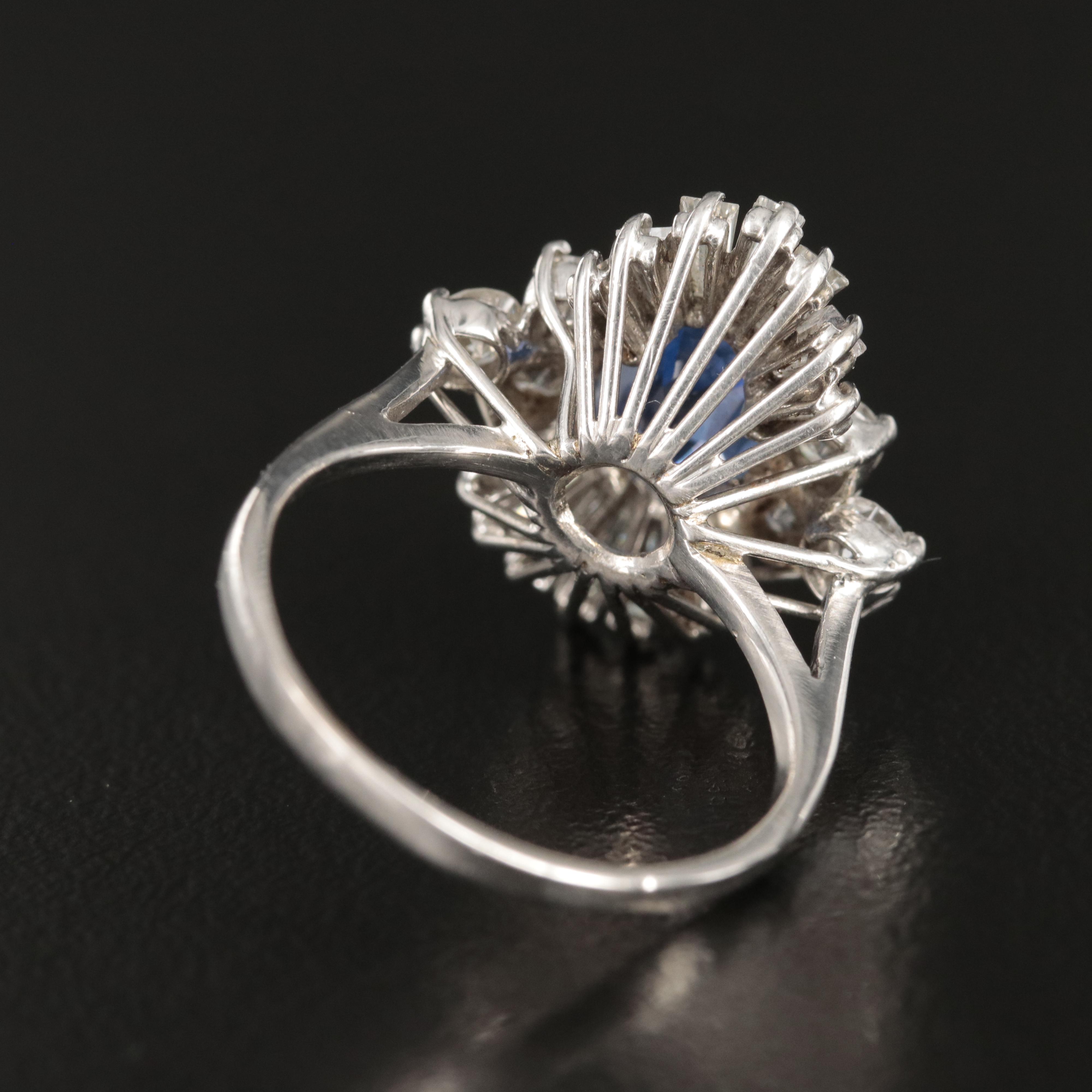 Vintage 18K Unheated 2.49 CT Sapphire and 1.42 CTW Diamond Ring with GIA Report