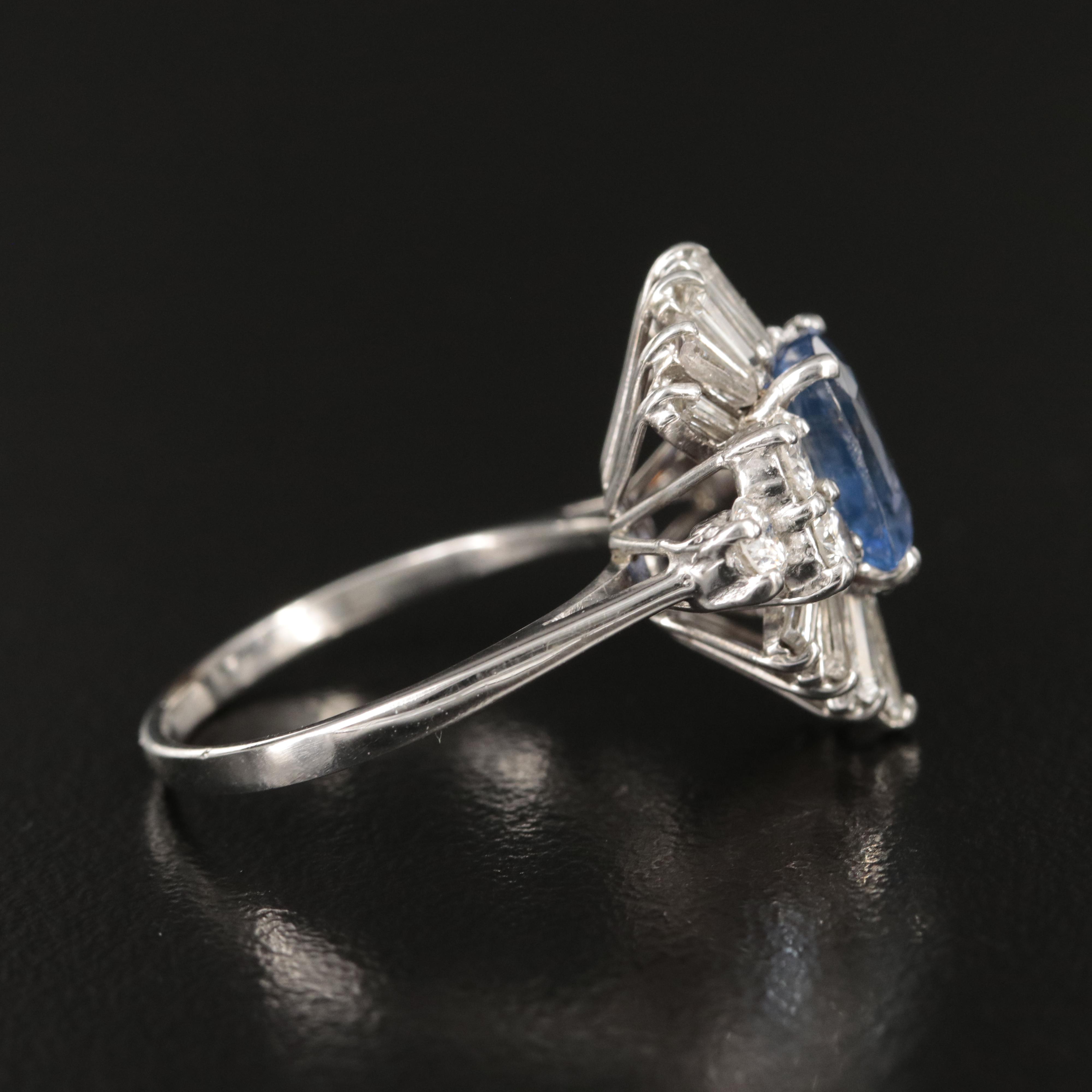 Vintage 18K Unheated 2.49 CT Sapphire and 1.42 CTW Diamond Ring with GIA Report