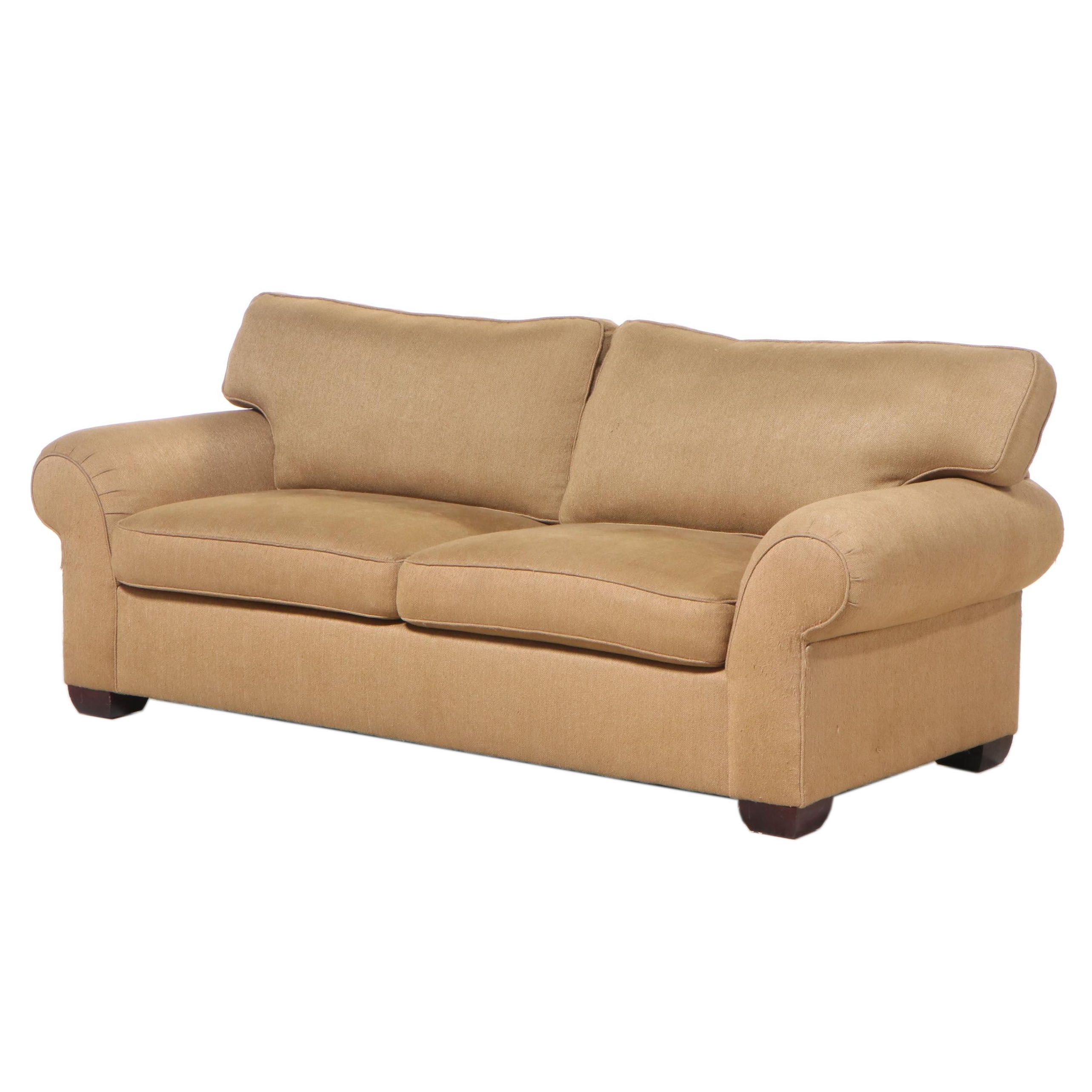 Craftwork Tan Herringbone Upholstered Queen Size Sleeper Sofa