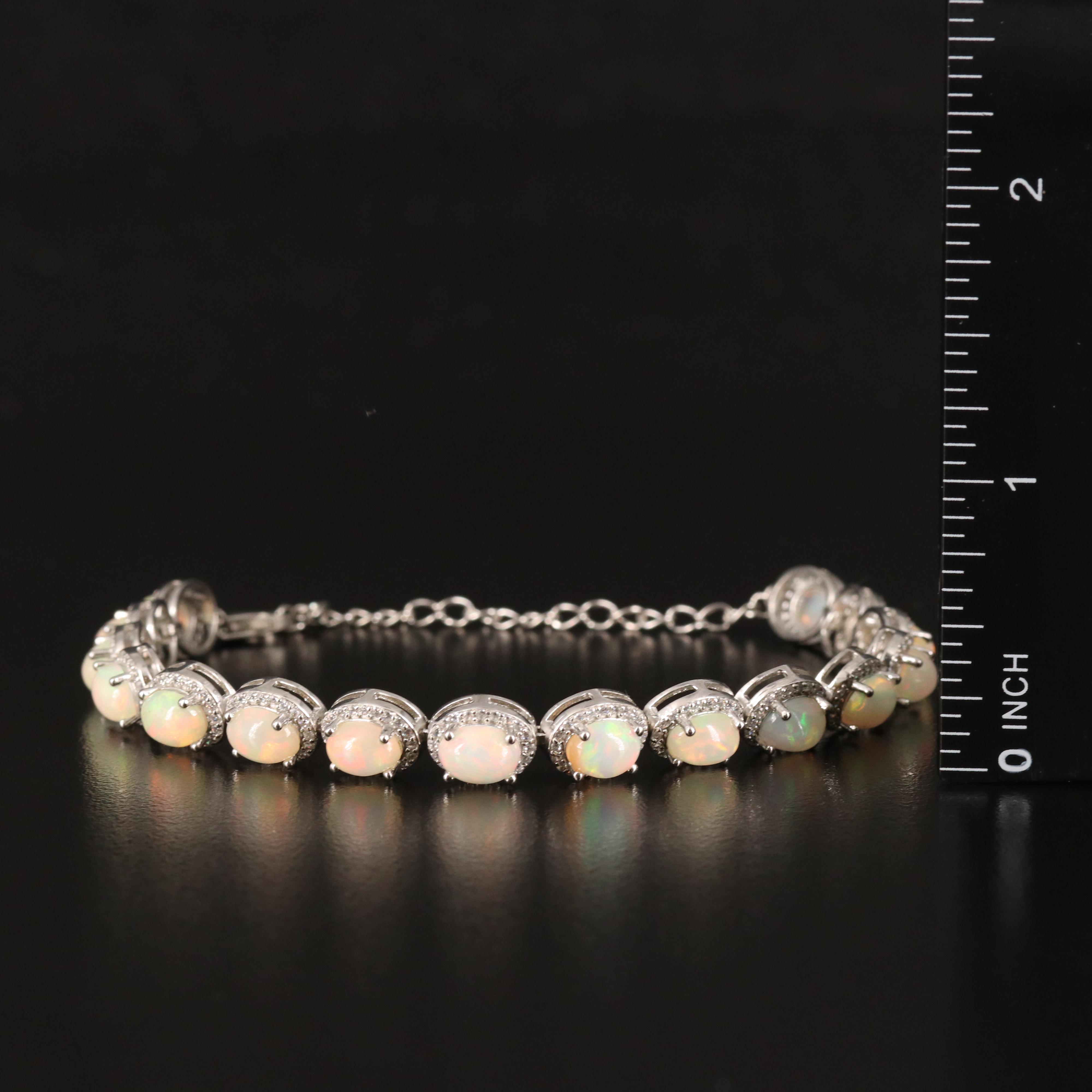 Sterling Opal and Cubic Zirconia Bracelet