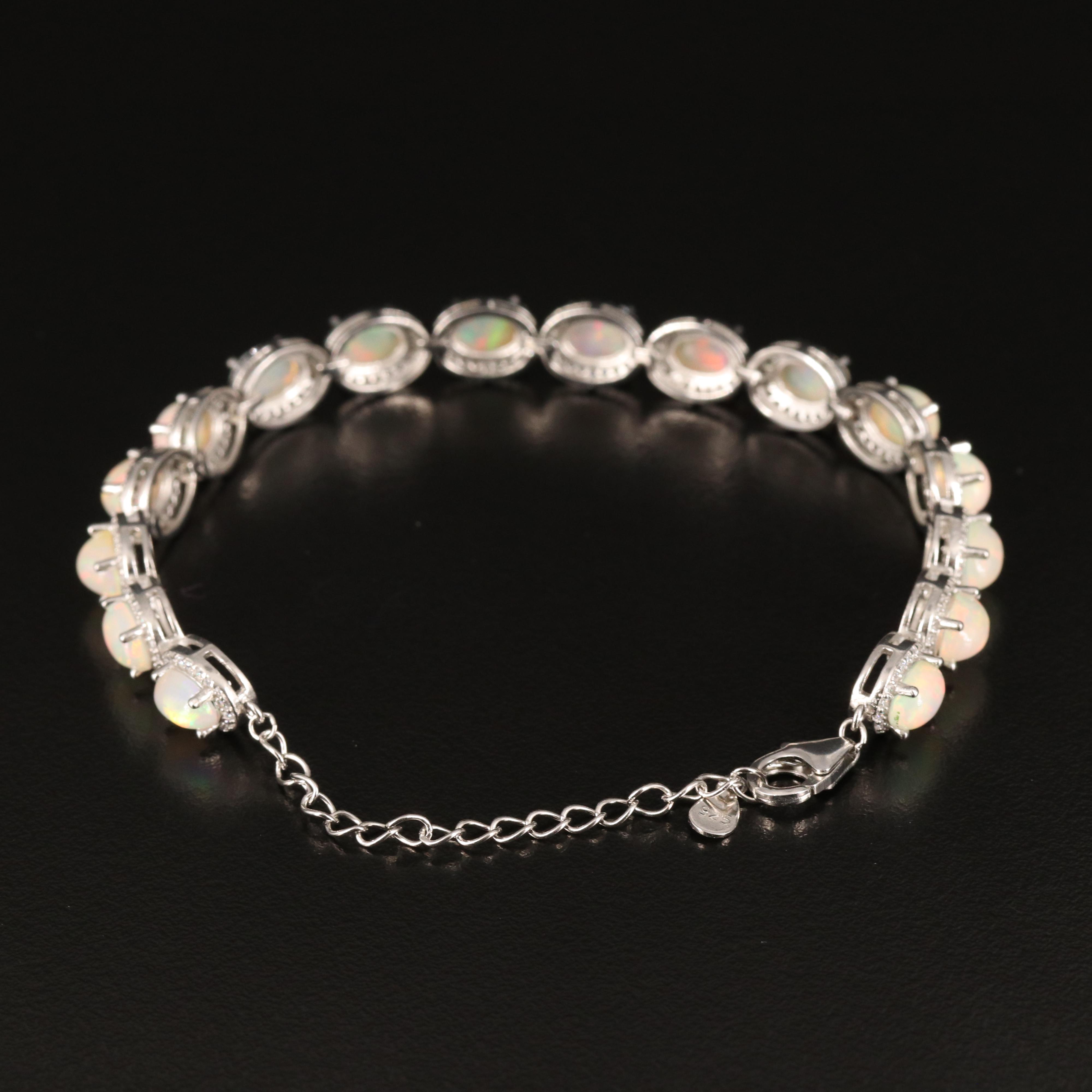 Sterling Opal and Cubic Zirconia Bracelet