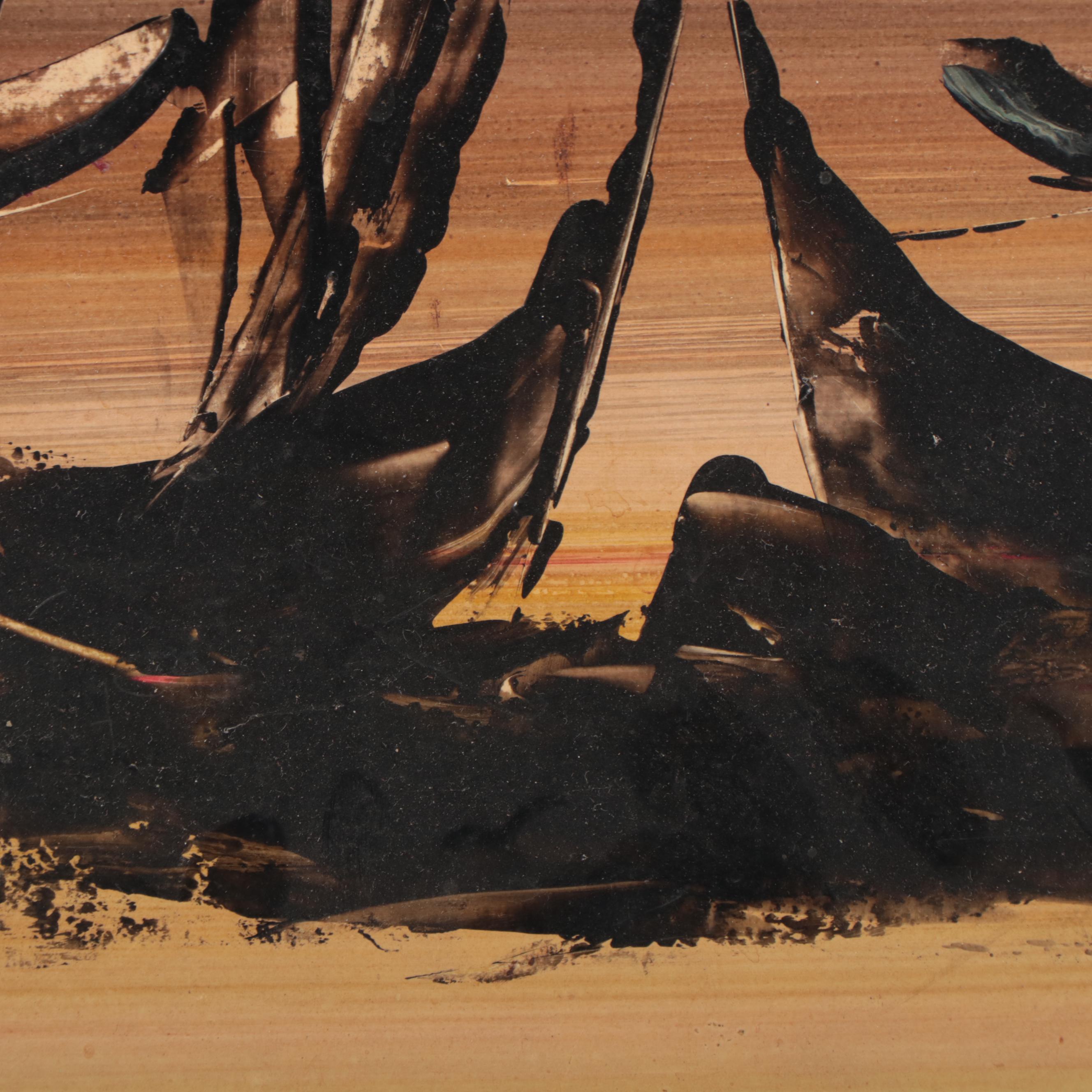 Abstract Oil Painting of Ships at Sea