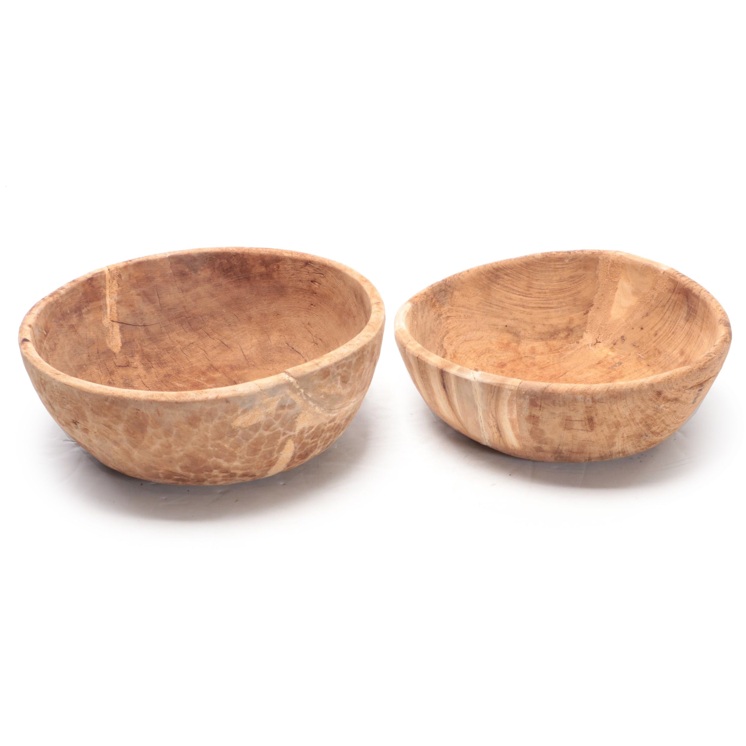 Primitive Style Hand-Carved Wood Bowls