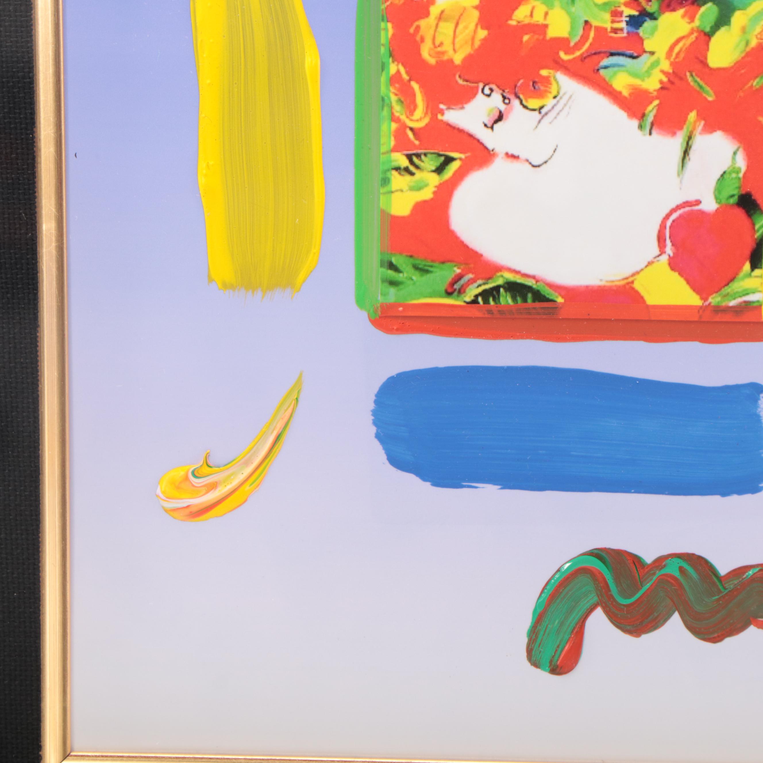 Peter Max Mixed Media Painting "Flower Blossom Lady"