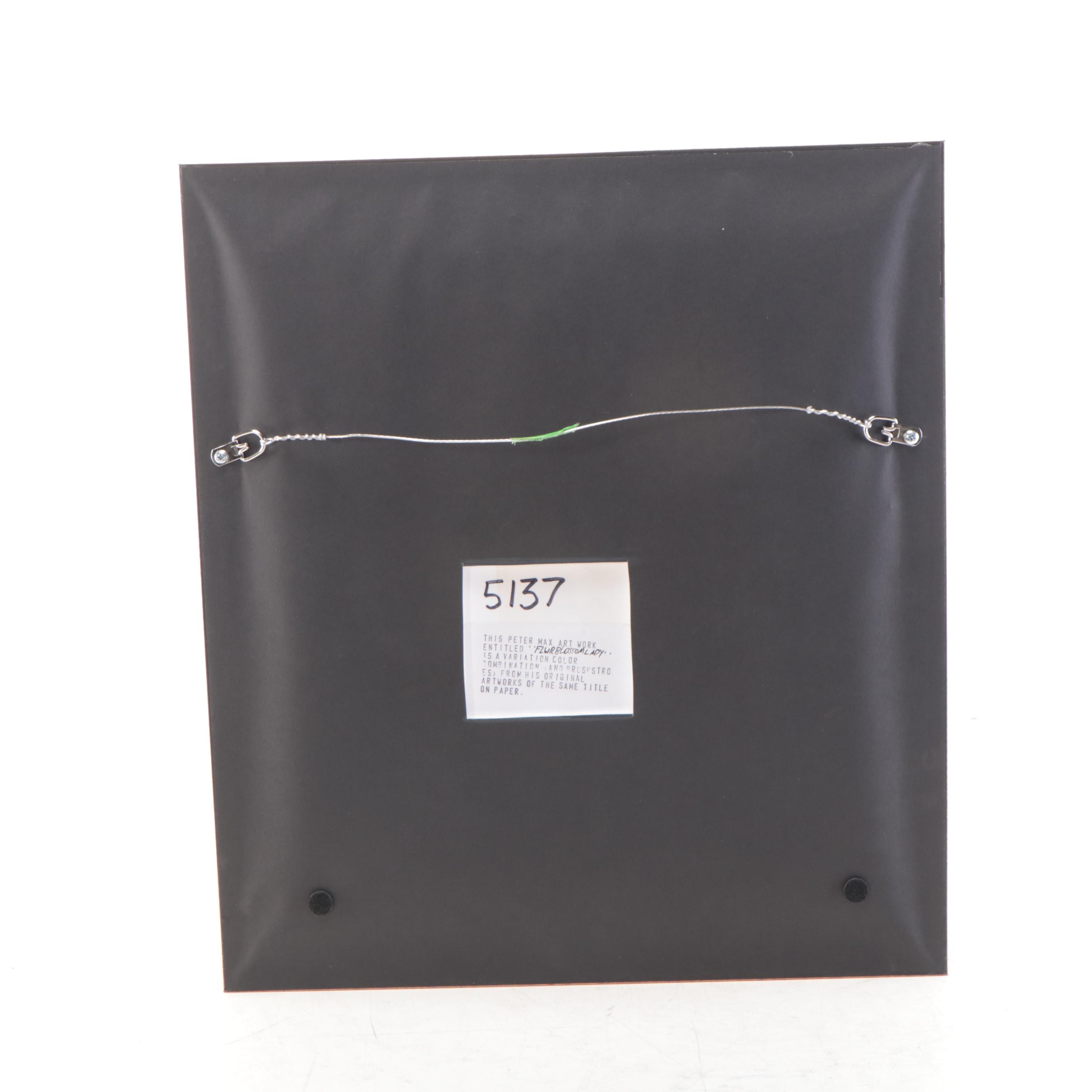 Peter Max Mixed Media Painting "Flower Blossom Lady"