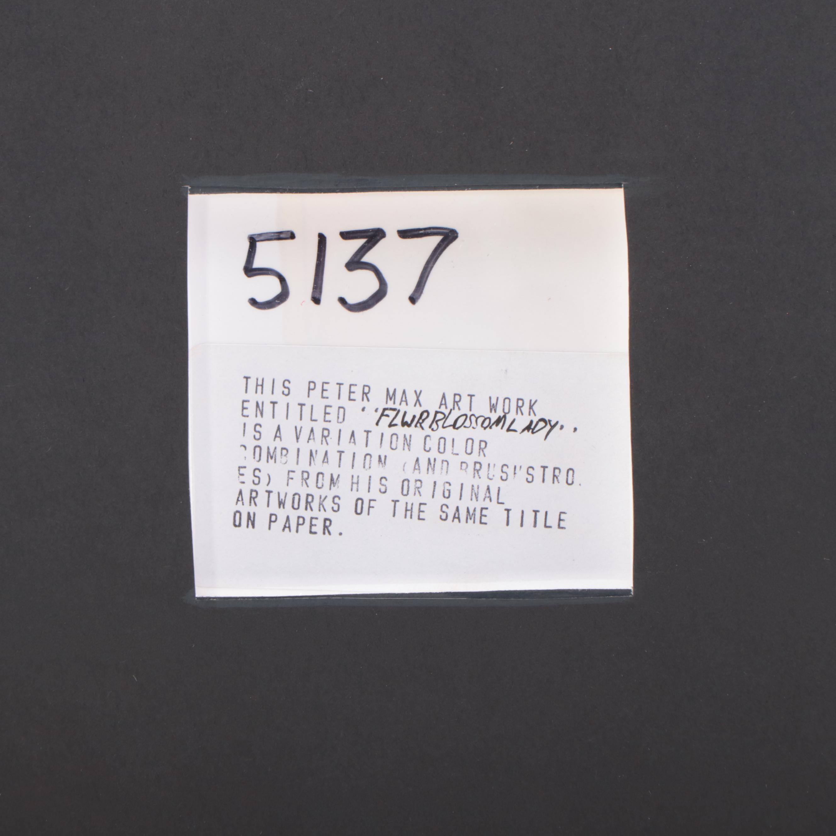 Peter Max Mixed Media Painting "Flower Blossom Lady"