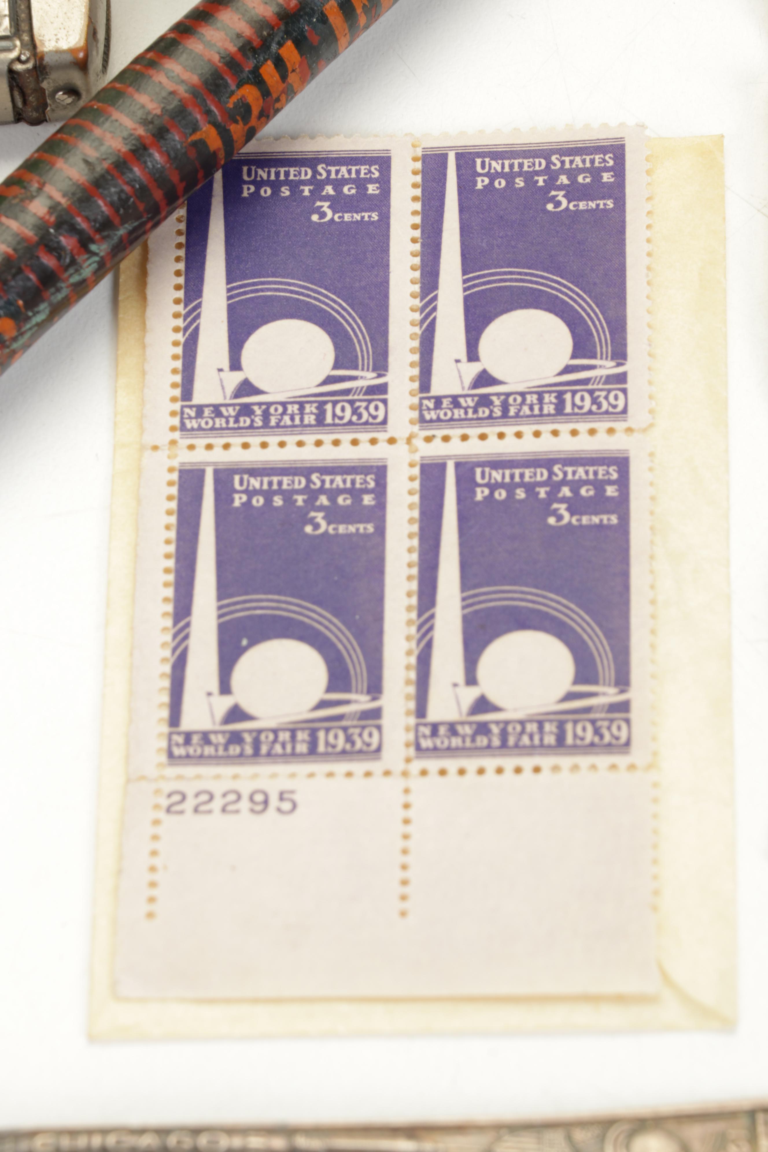 Chicago, New York and St Louis World's Fair Souvenirs Featuring Wooden Cane