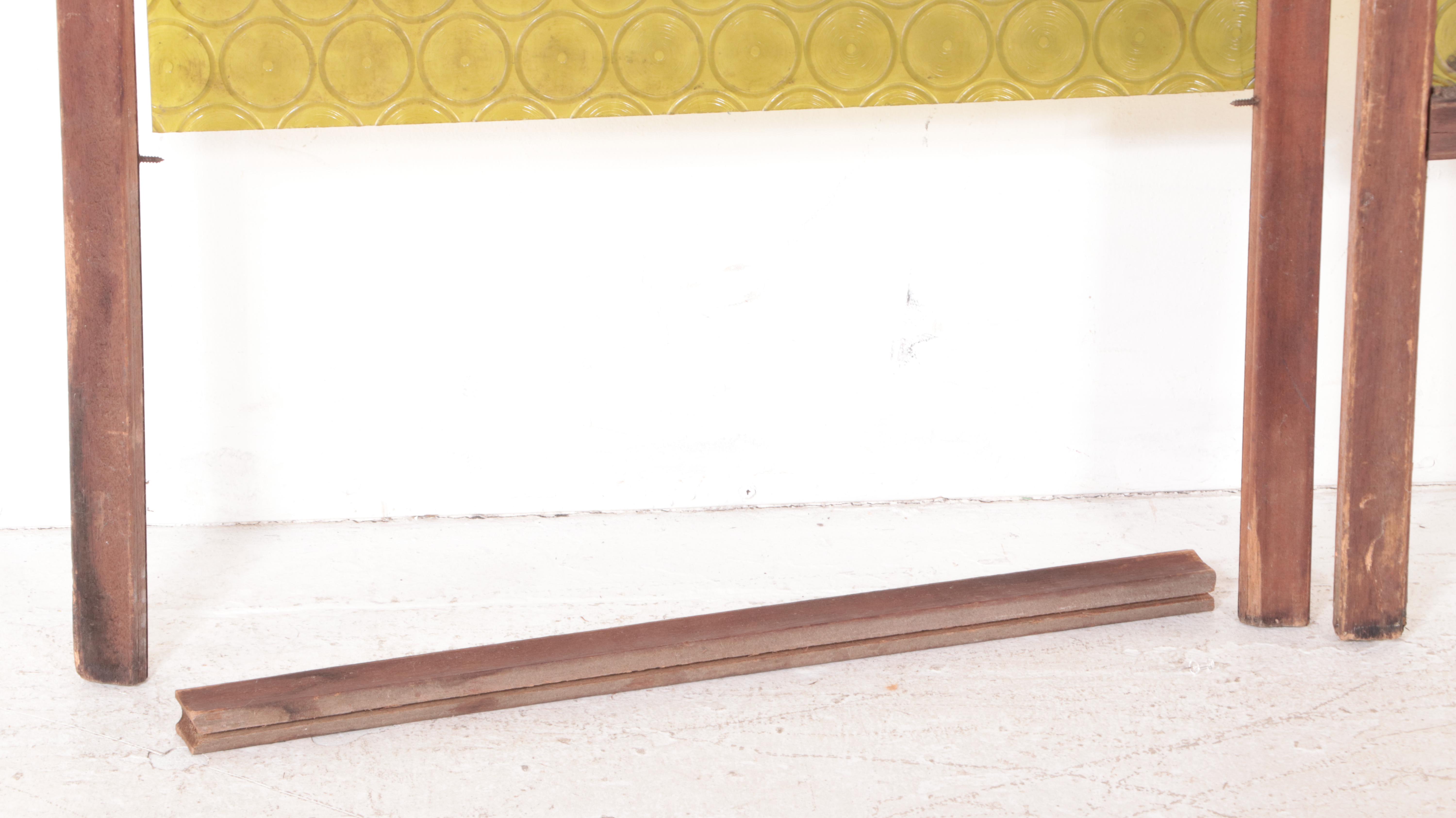 Stamped Olive Green Acrylic and Wood Framed Room Divider Panels, Circa 1970