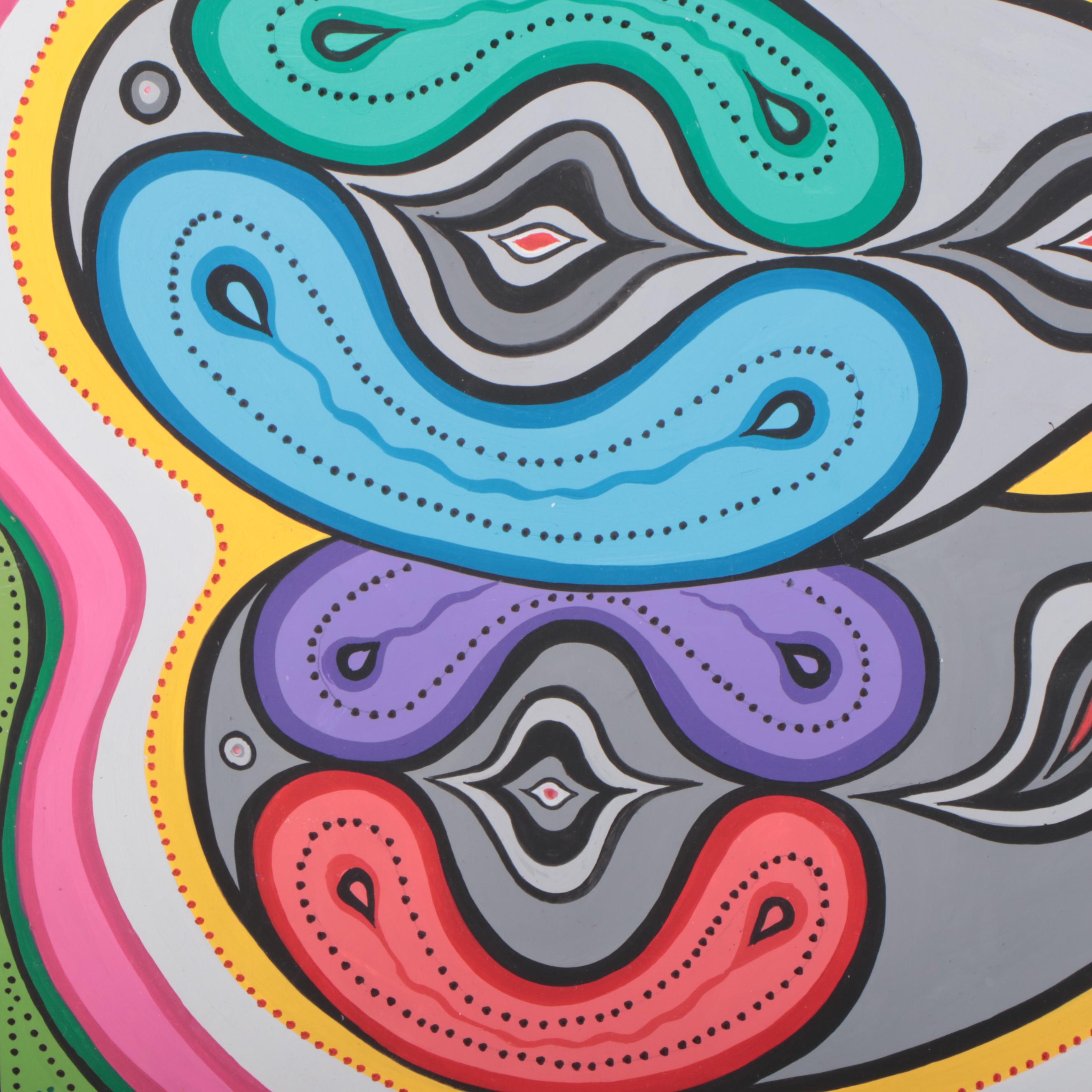 Achi Sullo Abstract Biomorphic Gouache Painting