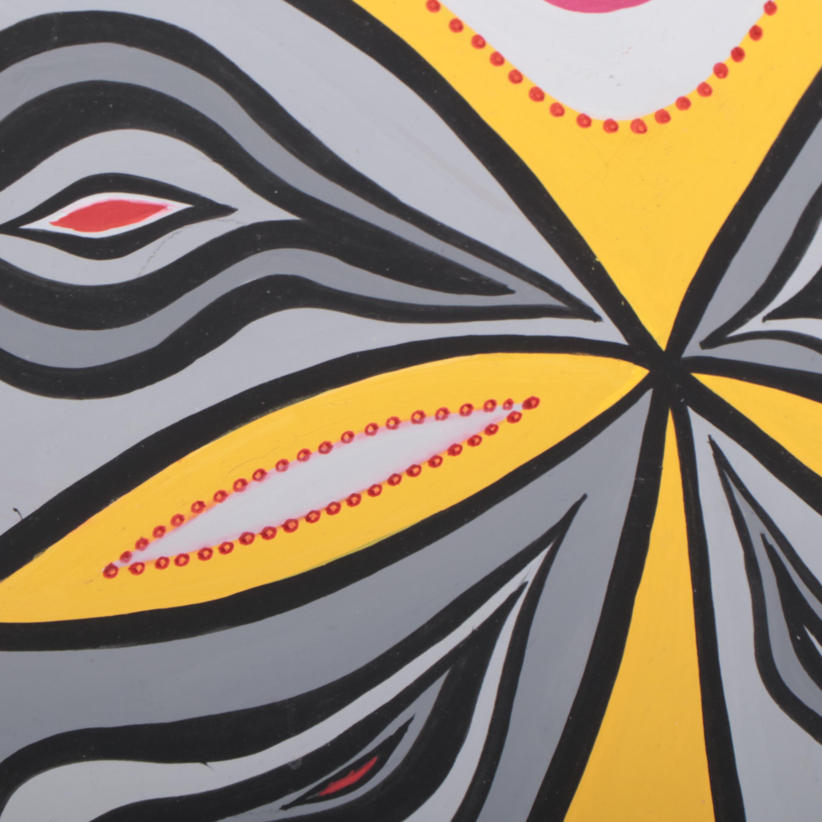 Achi Sullo Abstract Biomorphic Gouache Painting