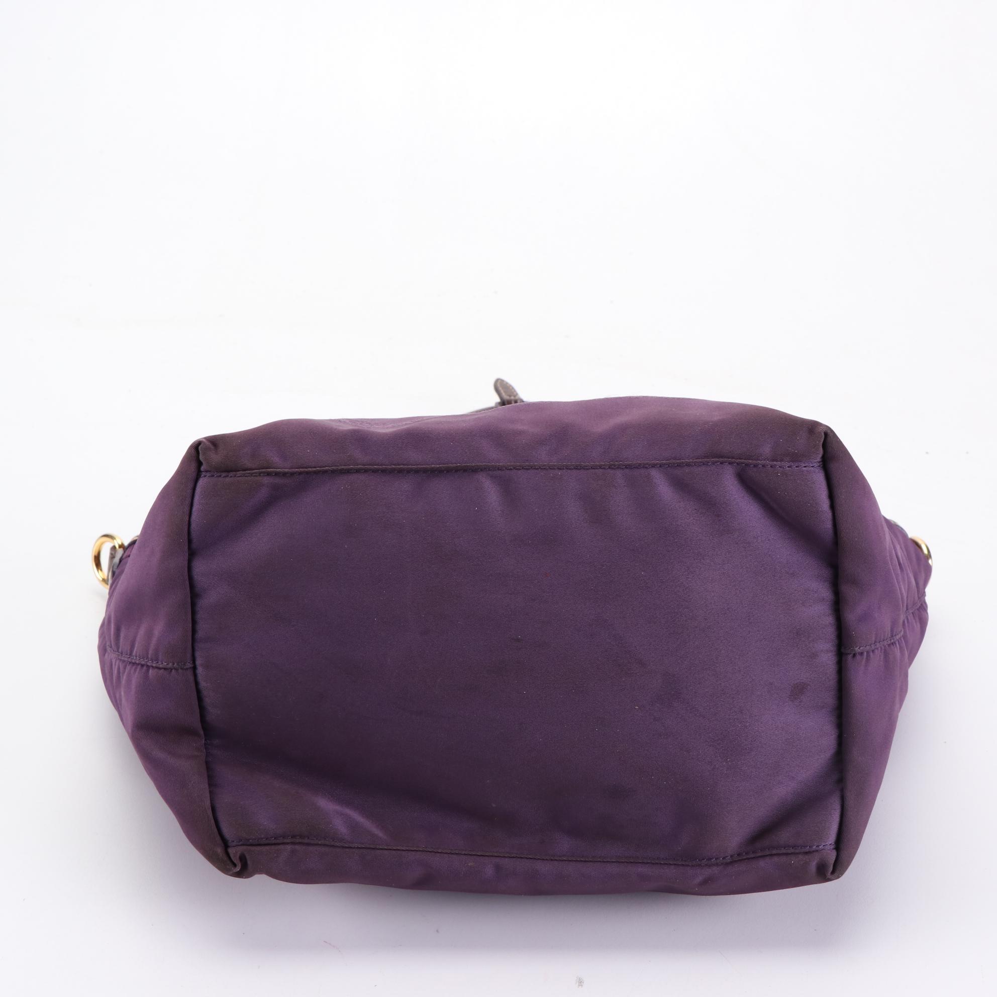 Prada Purple Tessuto Tote with Leather Trim