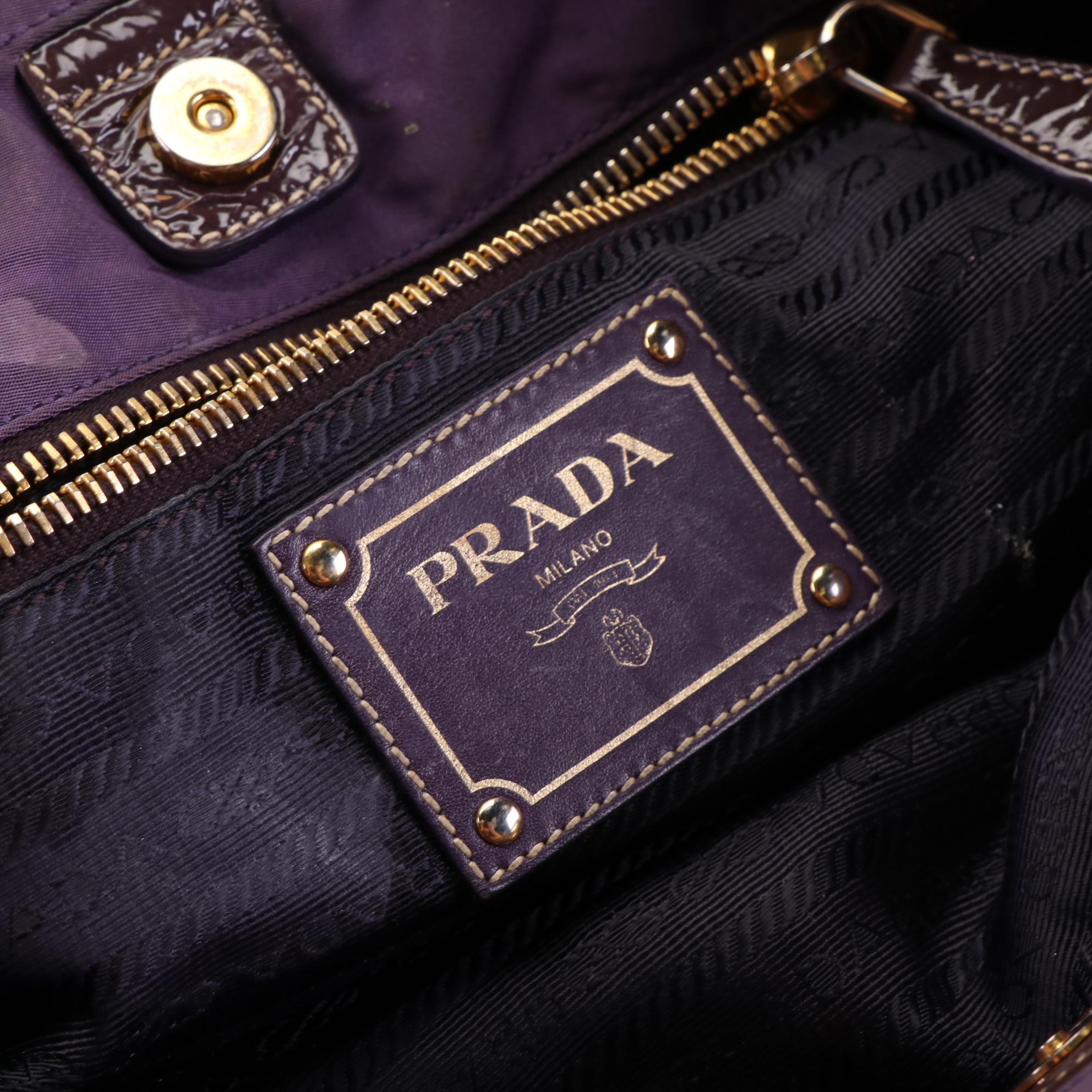 Prada Purple Tessuto Tote with Leather Trim