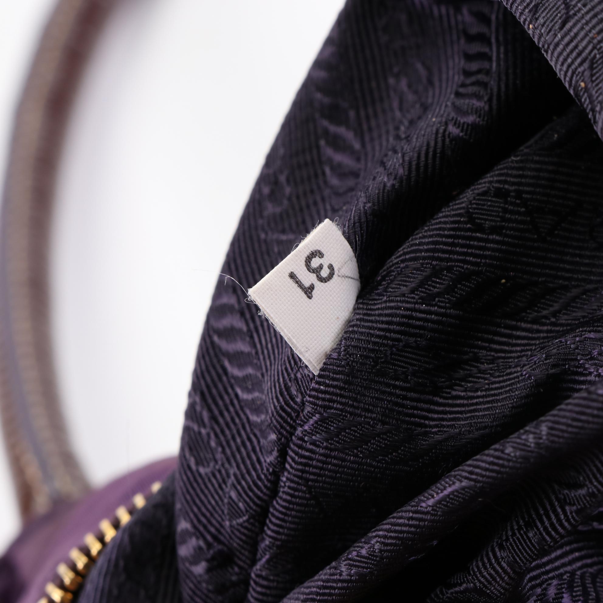 Prada Purple Tessuto Tote with Leather Trim