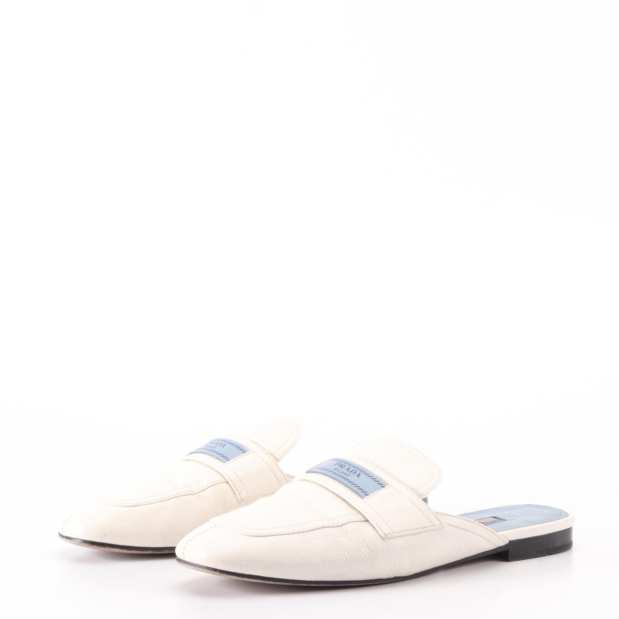 Prada Mule Loafer in Grained Leather