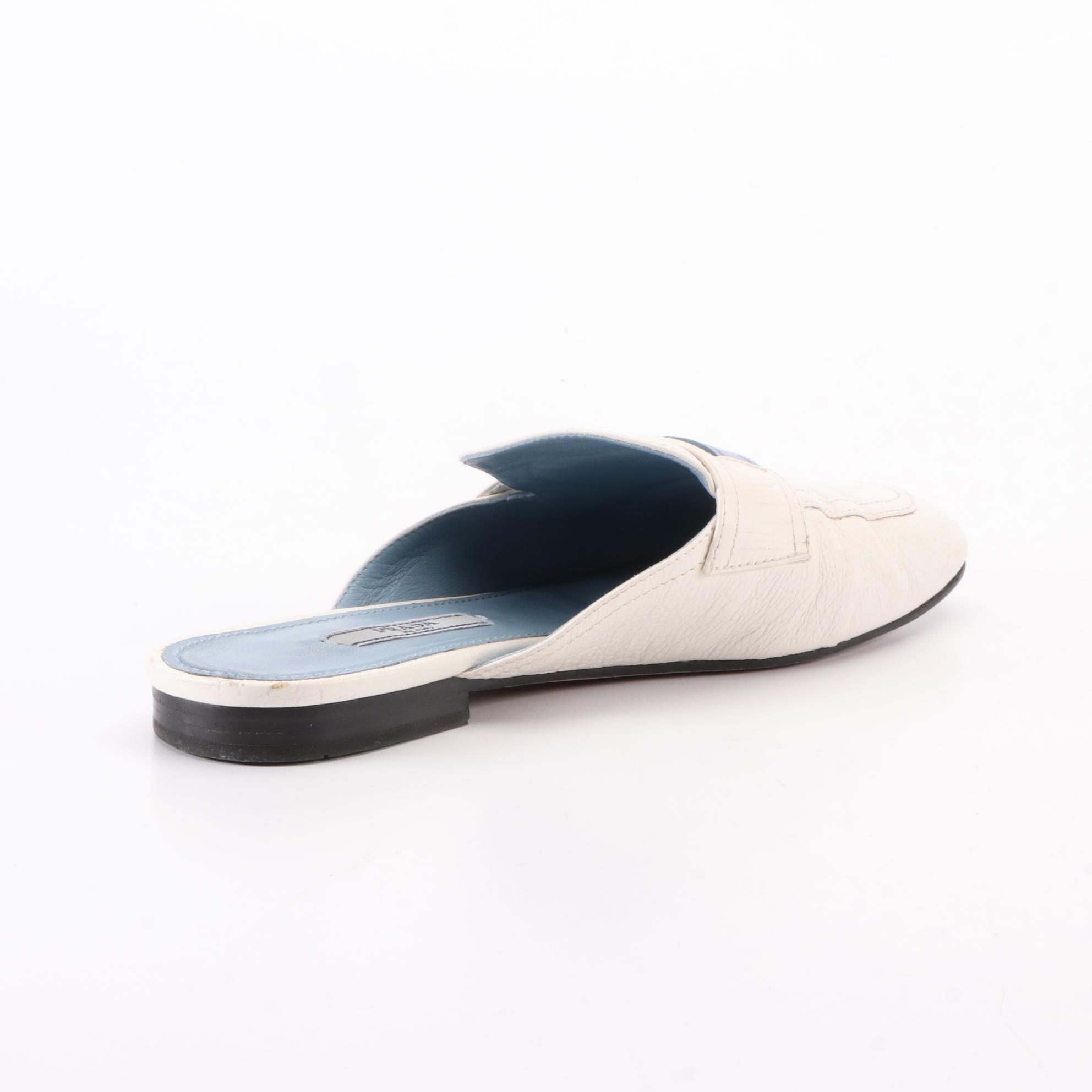 Prada Mule Loafer in Grained Leather