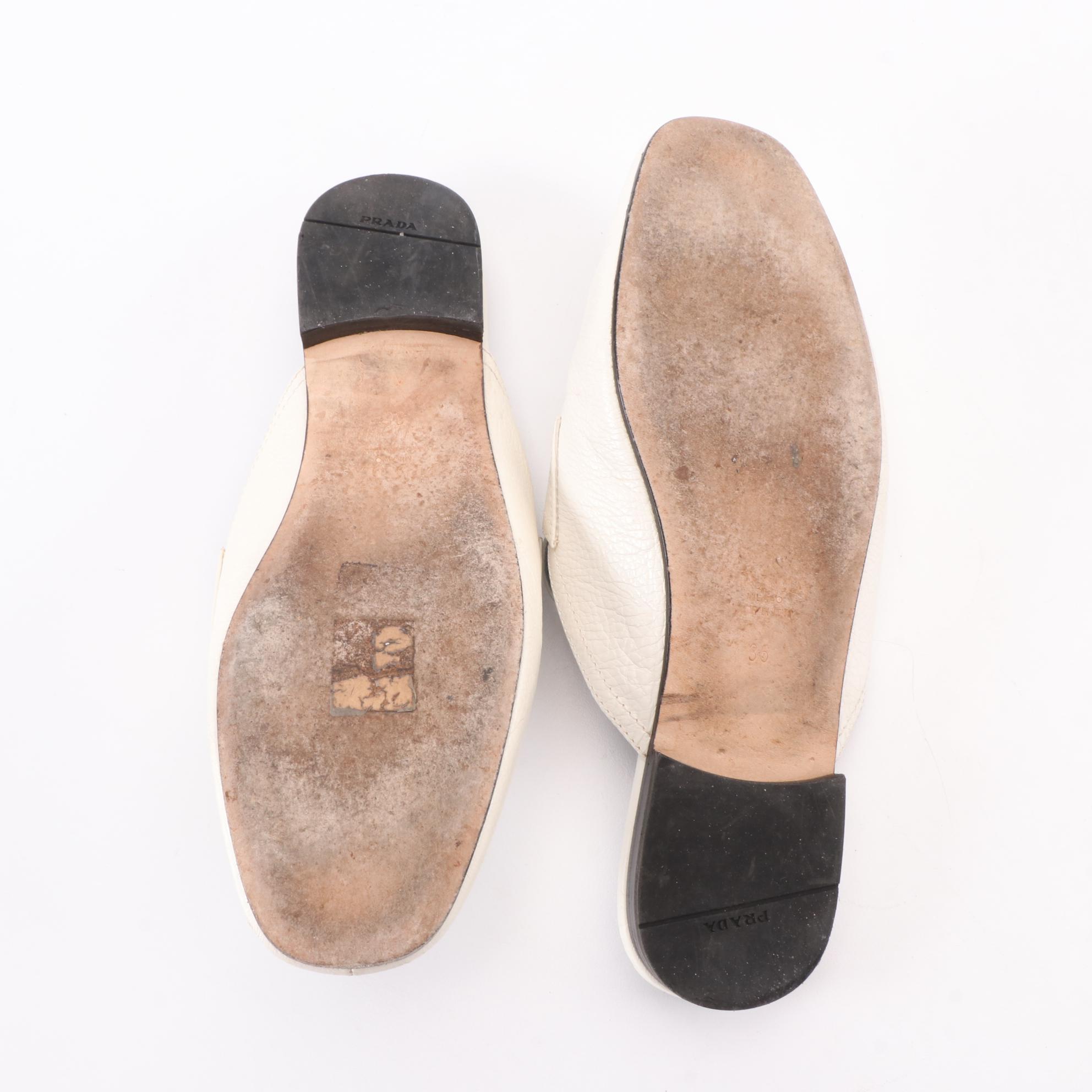 Prada Mule Loafer in Grained Leather