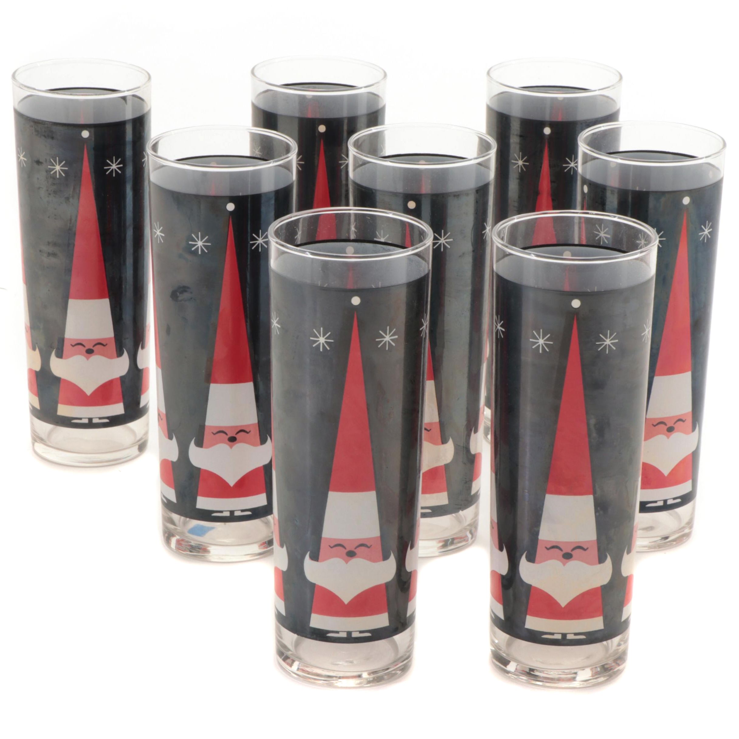Holt Howard for Libbey Santa Claus Tumbler Glasses, Mid-20th Century