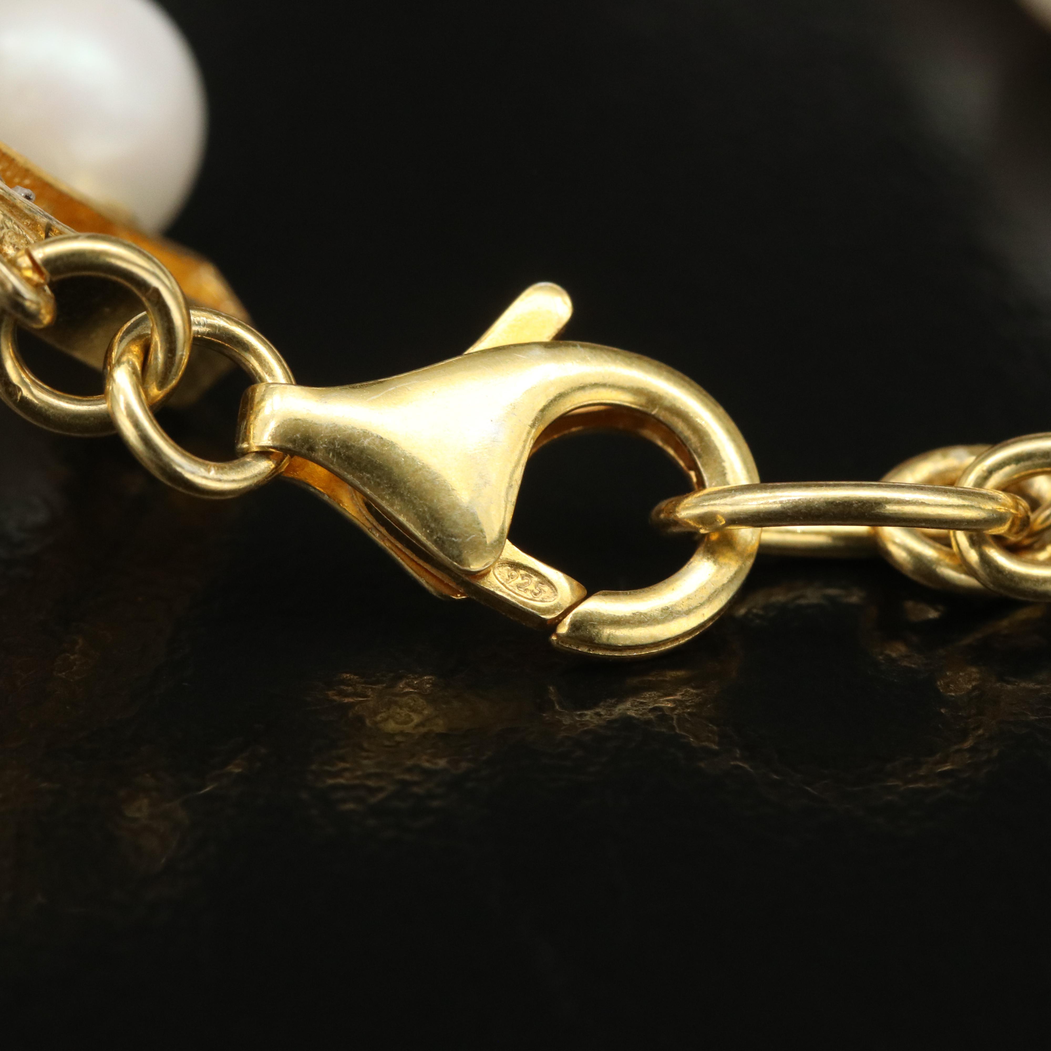 Triple Strand Pearl Bracelet in Sterling with Amethyst Pendant