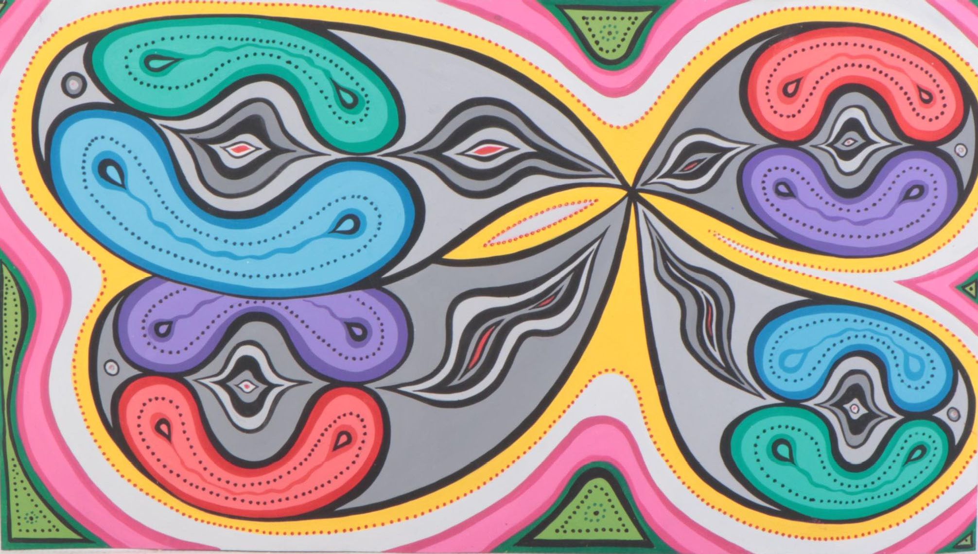 Achi Sullo Abstract Biomorphic Gouache Painting