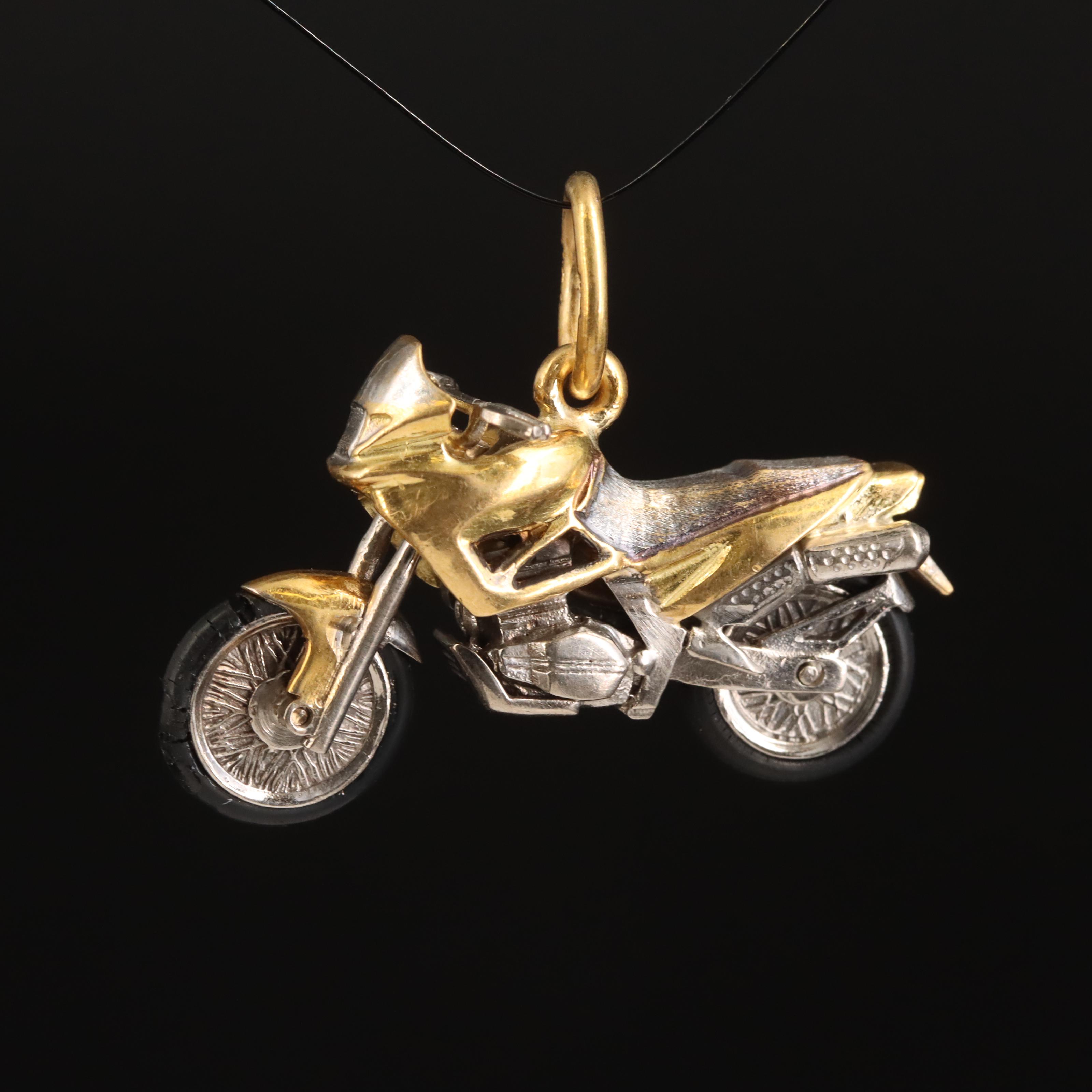 18K Articulated Motorcycle Pendant