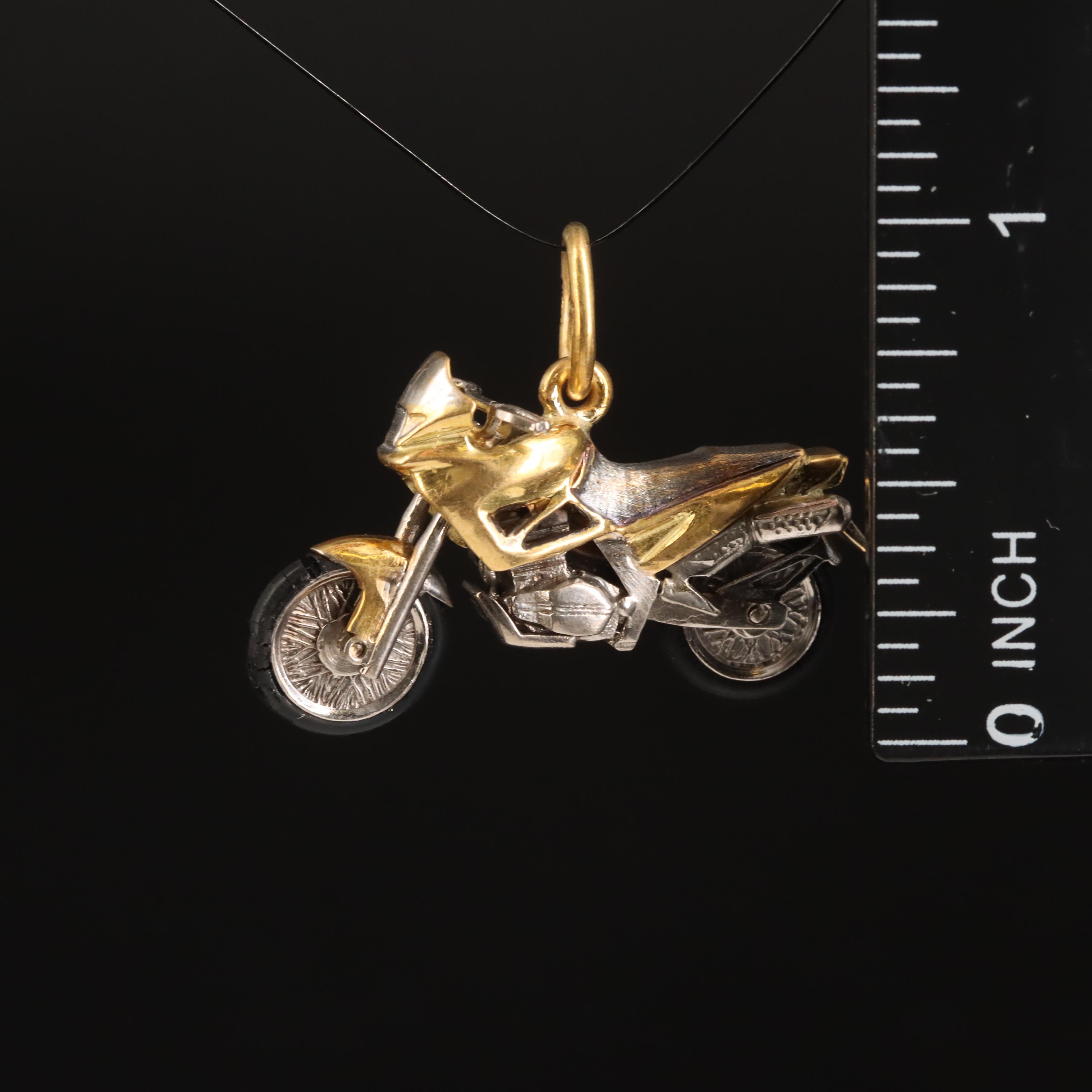 18K Articulated Motorcycle Pendant