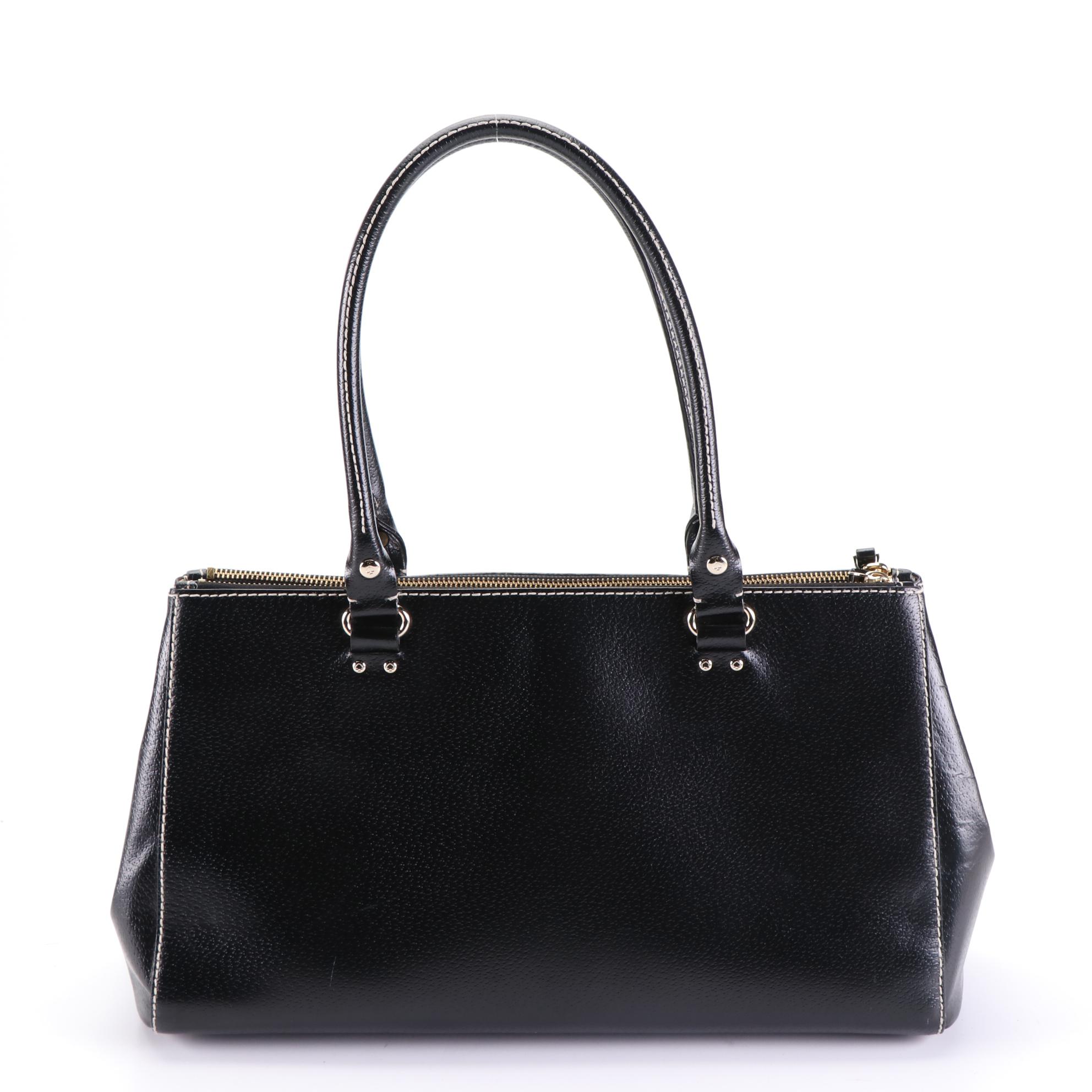 Kate Spade East-West Double Zip Tote Bag in Black Leather